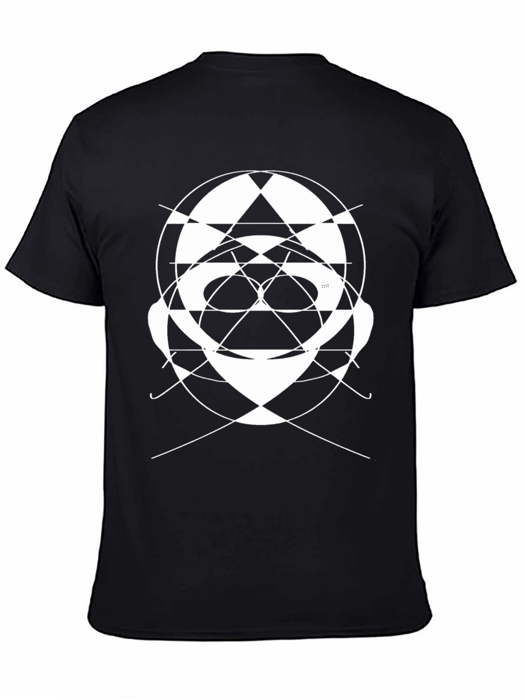Abstract Geometric Face Graphic Tee - Black