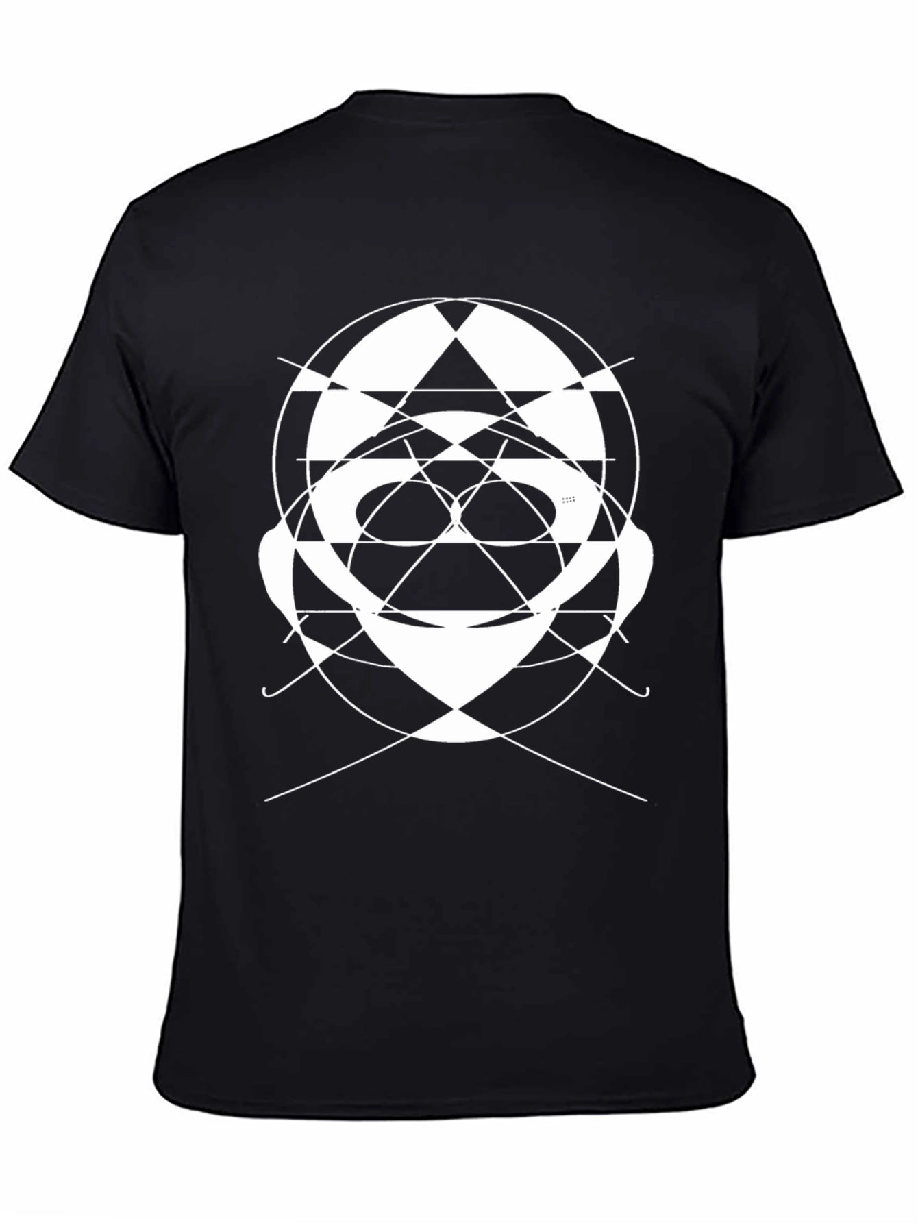 Abstract Geometric Face Graphic Tee - Black