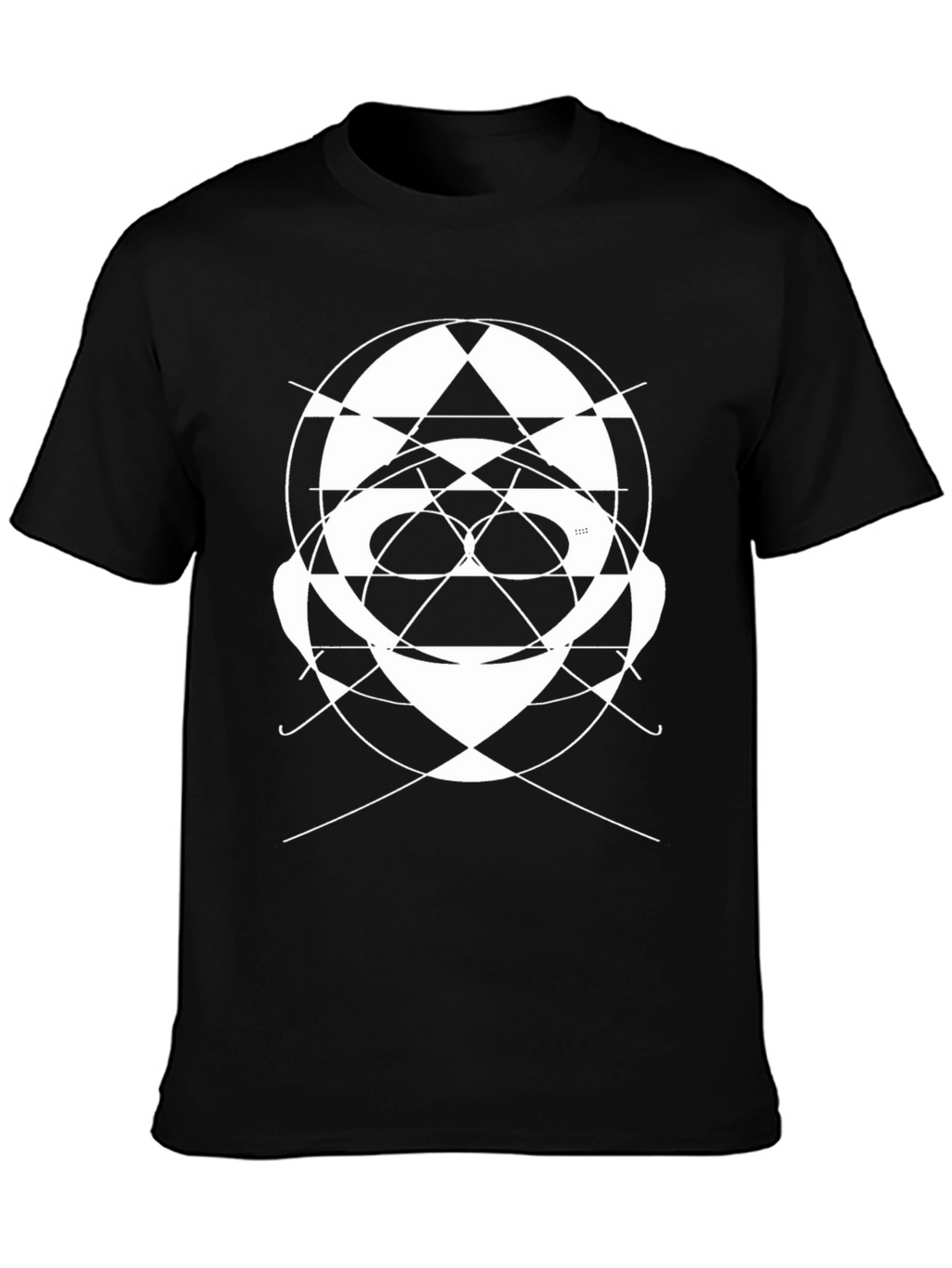 Abstract Geometric Face Graphic Tee - Black