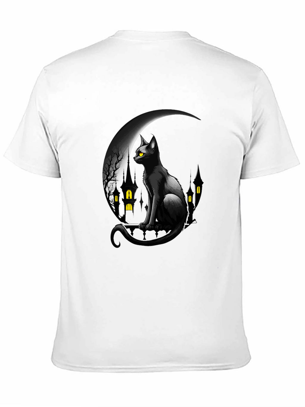 Black Cat Moon Halloween Graphic T-Shirt