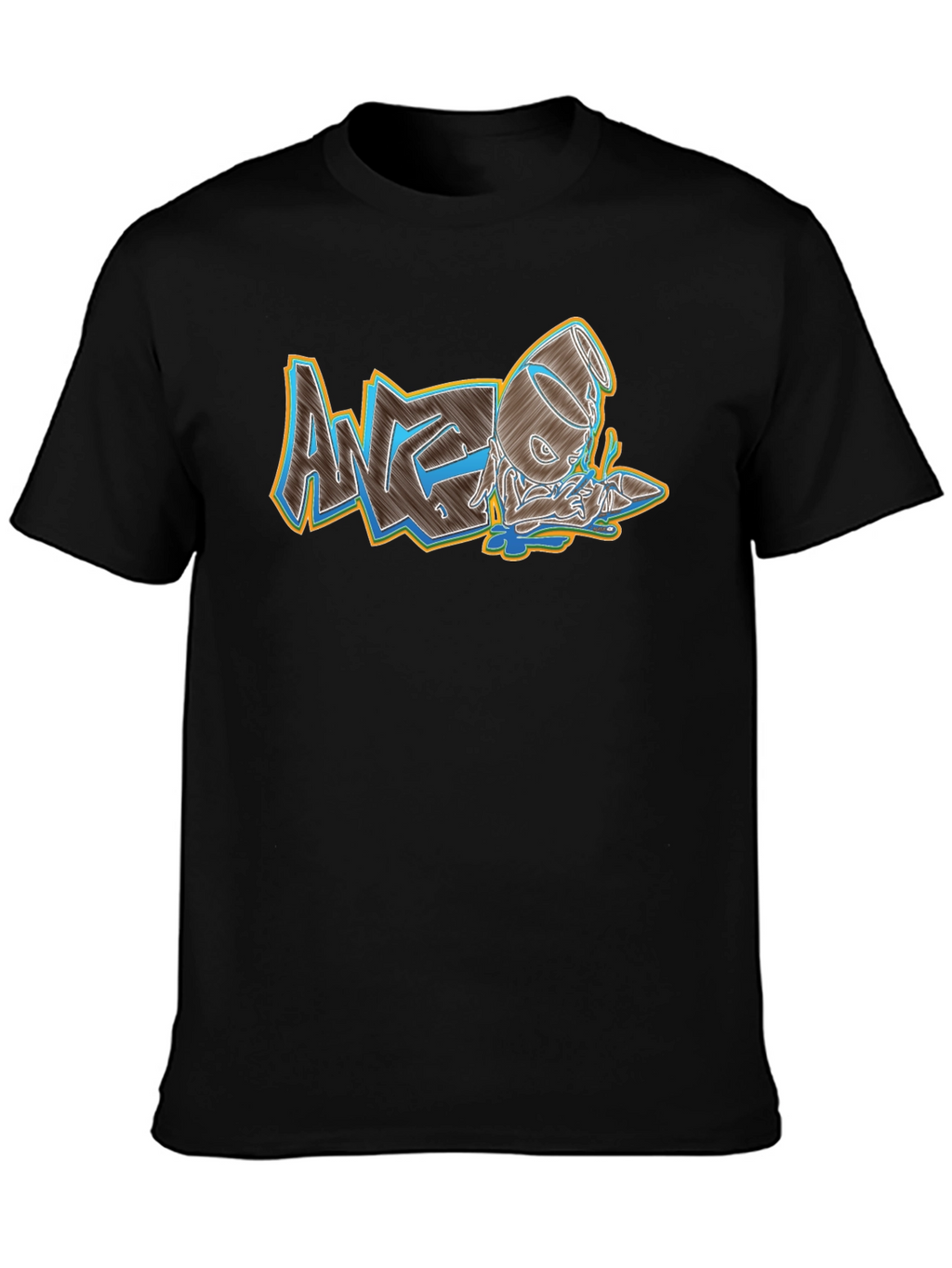 Mens Black Graphic Print Crew Neck Tee