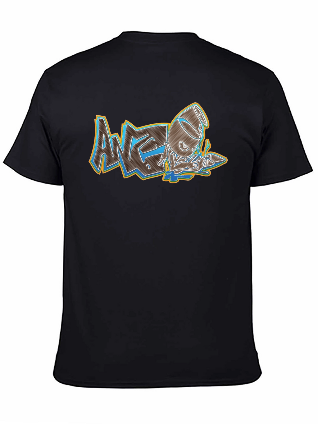 Mens Black Graphic Print Crew Neck Tee