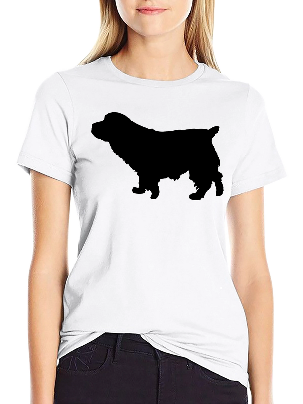 Black Spaniel Dog Silhouette T-Shirt