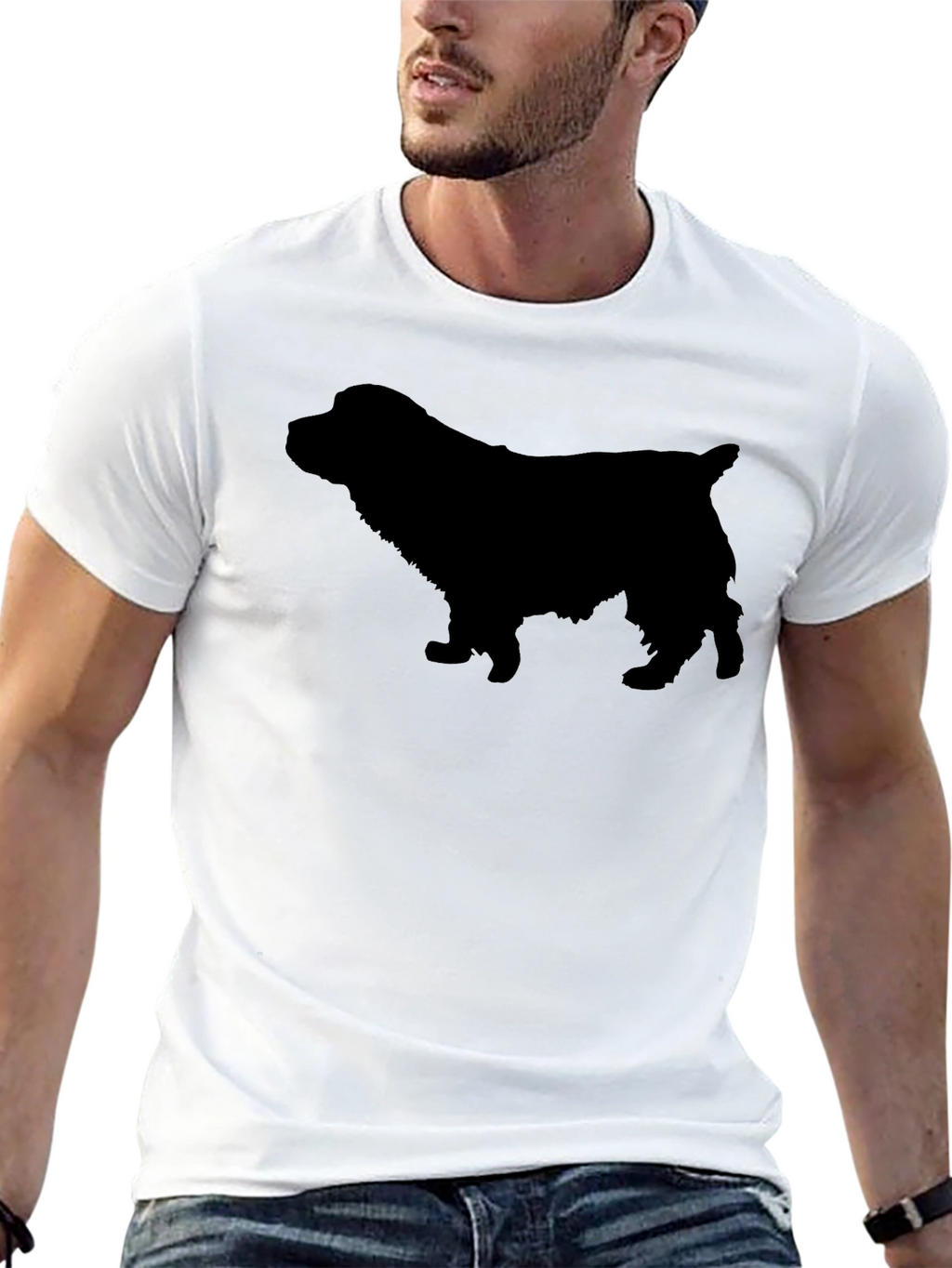 Black Spaniel Dog Silhouette T-Shirt