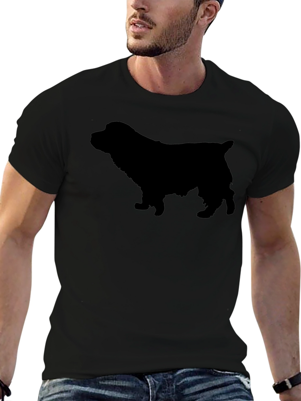 Black Spaniel Dog Silhouette T-Shirt