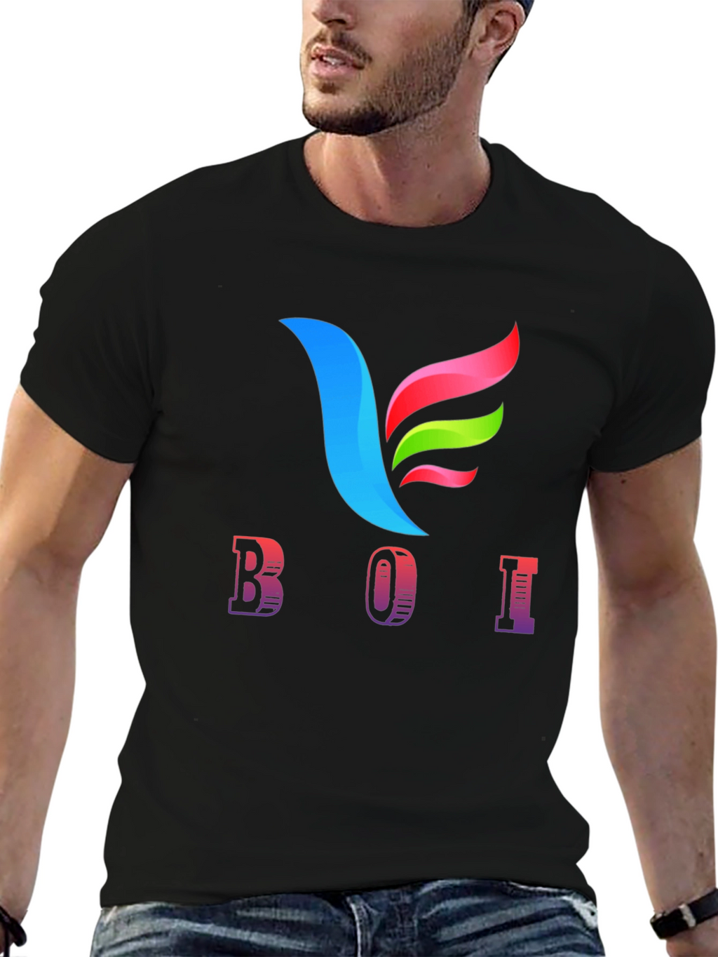 BOI Graphic Print Black Tee