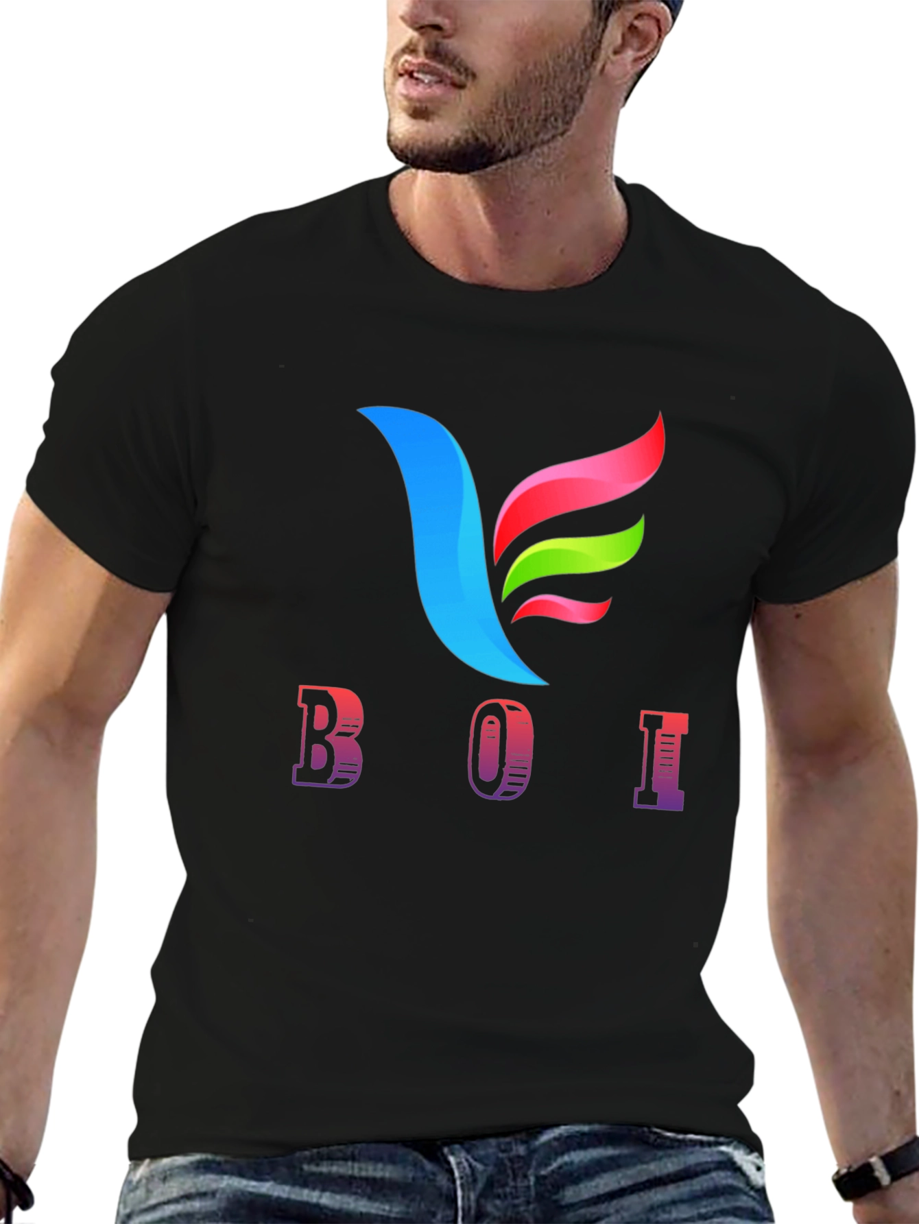 BOI Graphic Print Black Tee
