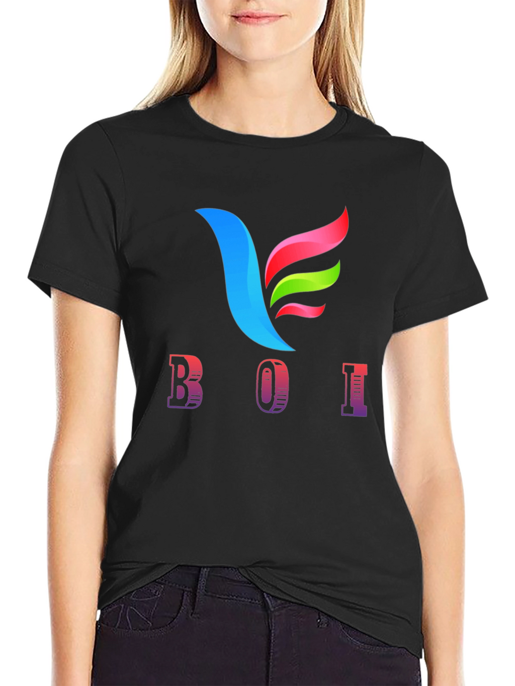 BOI Graphic Print Black Tee