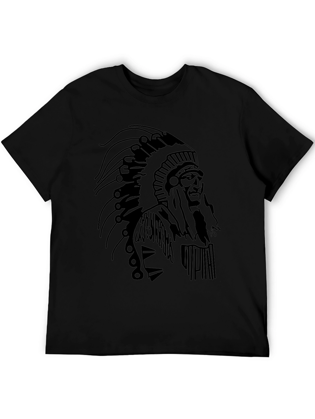 Native American Chief Graphic Tee - Black T-Shirt