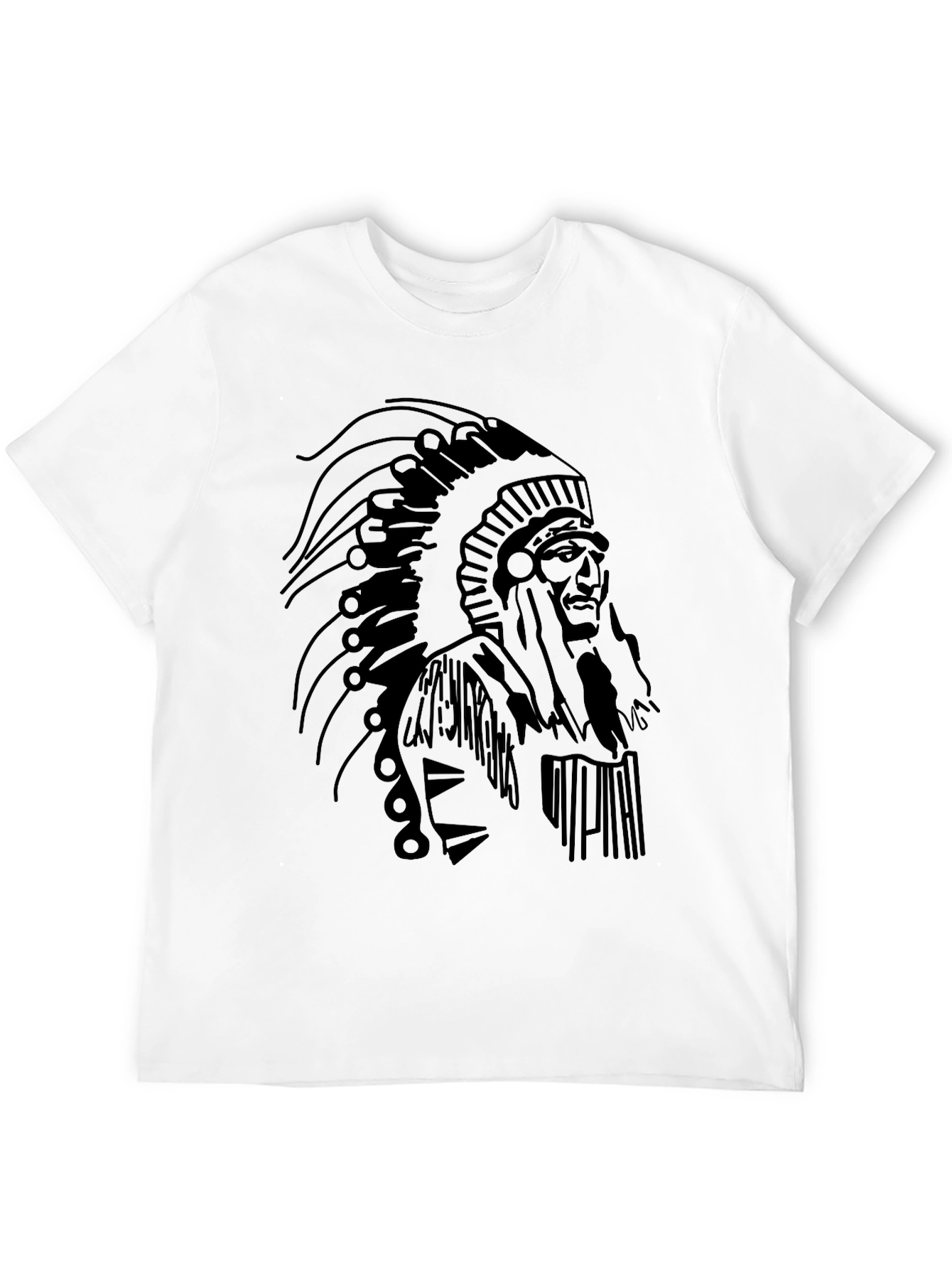Native American Chief Graphic Tee - Black T-Shirt