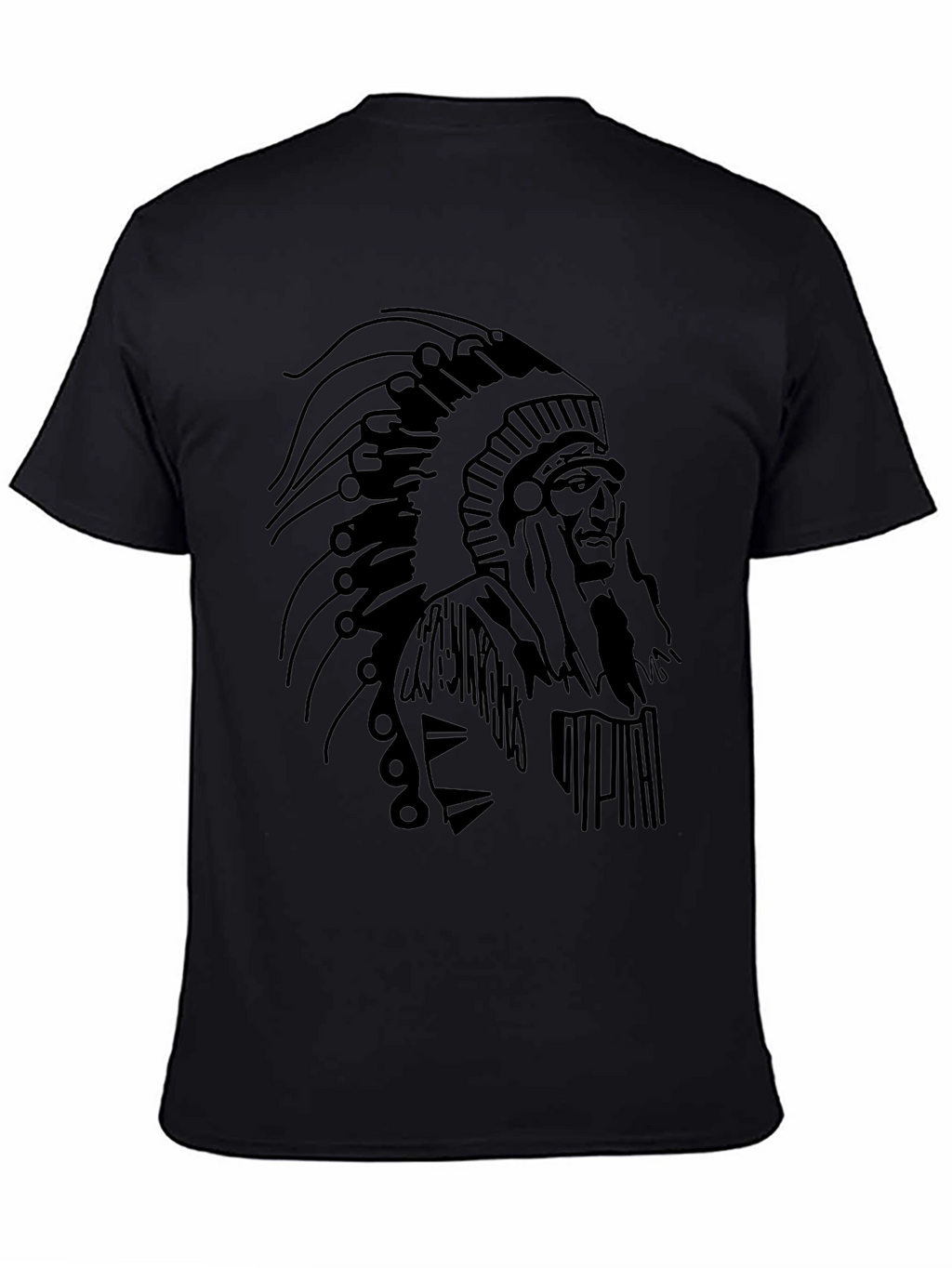 Native American Chief Graphic Tee - Black T-Shirt