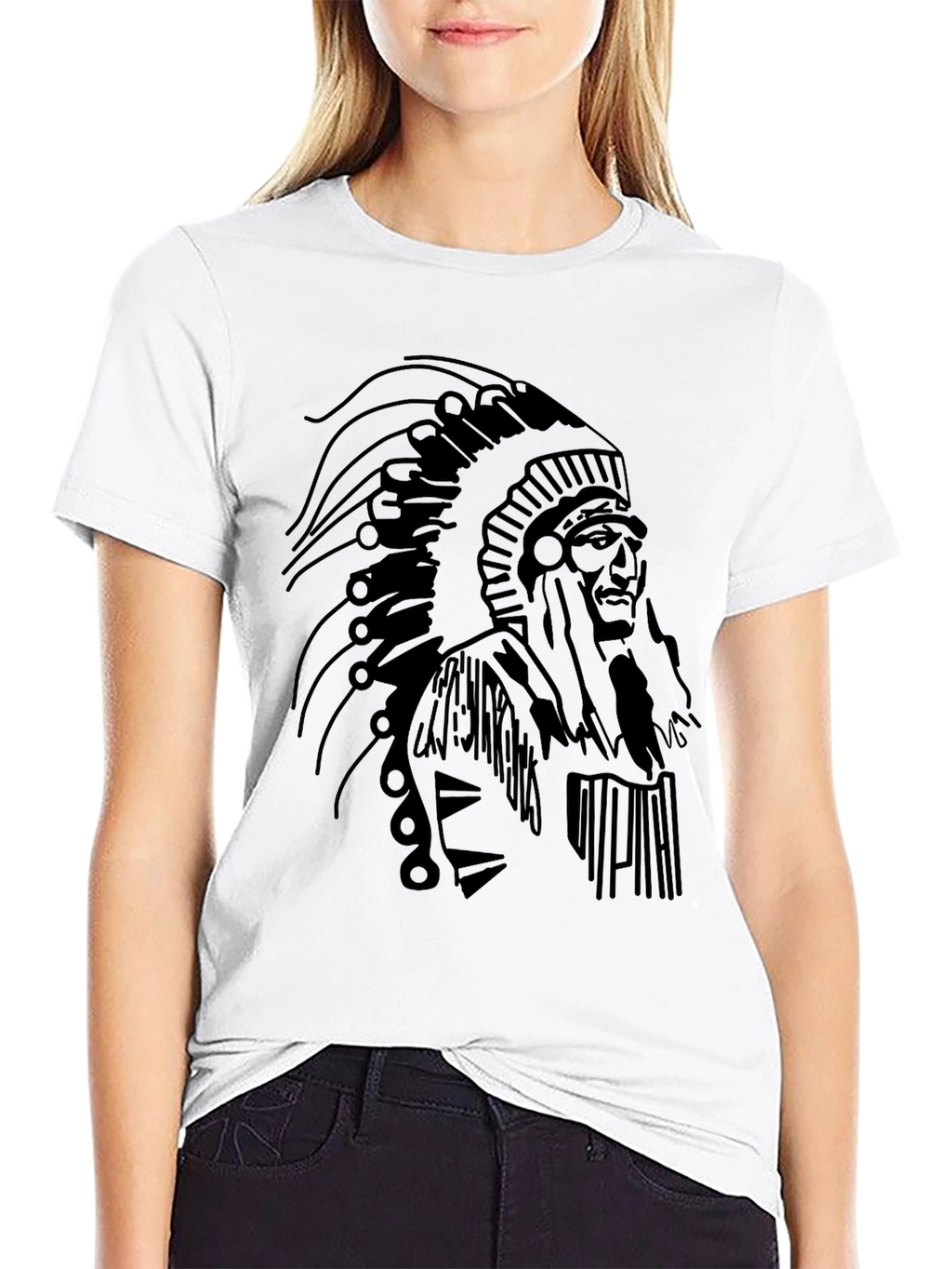 Native American Chief Graphic Tee - Black T-Shirt