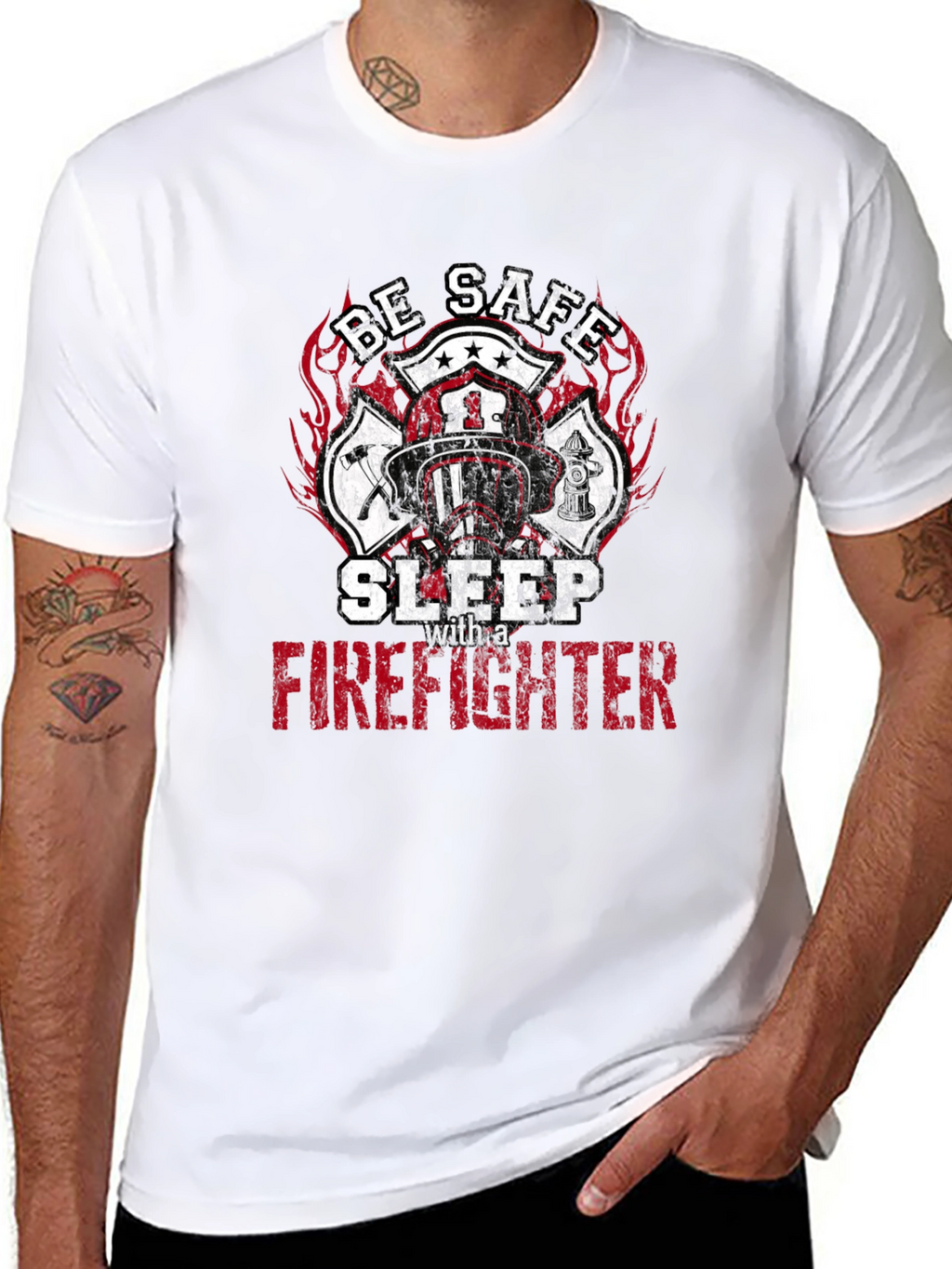 Be Safe Sleep with a Firefighter Graphic Tee