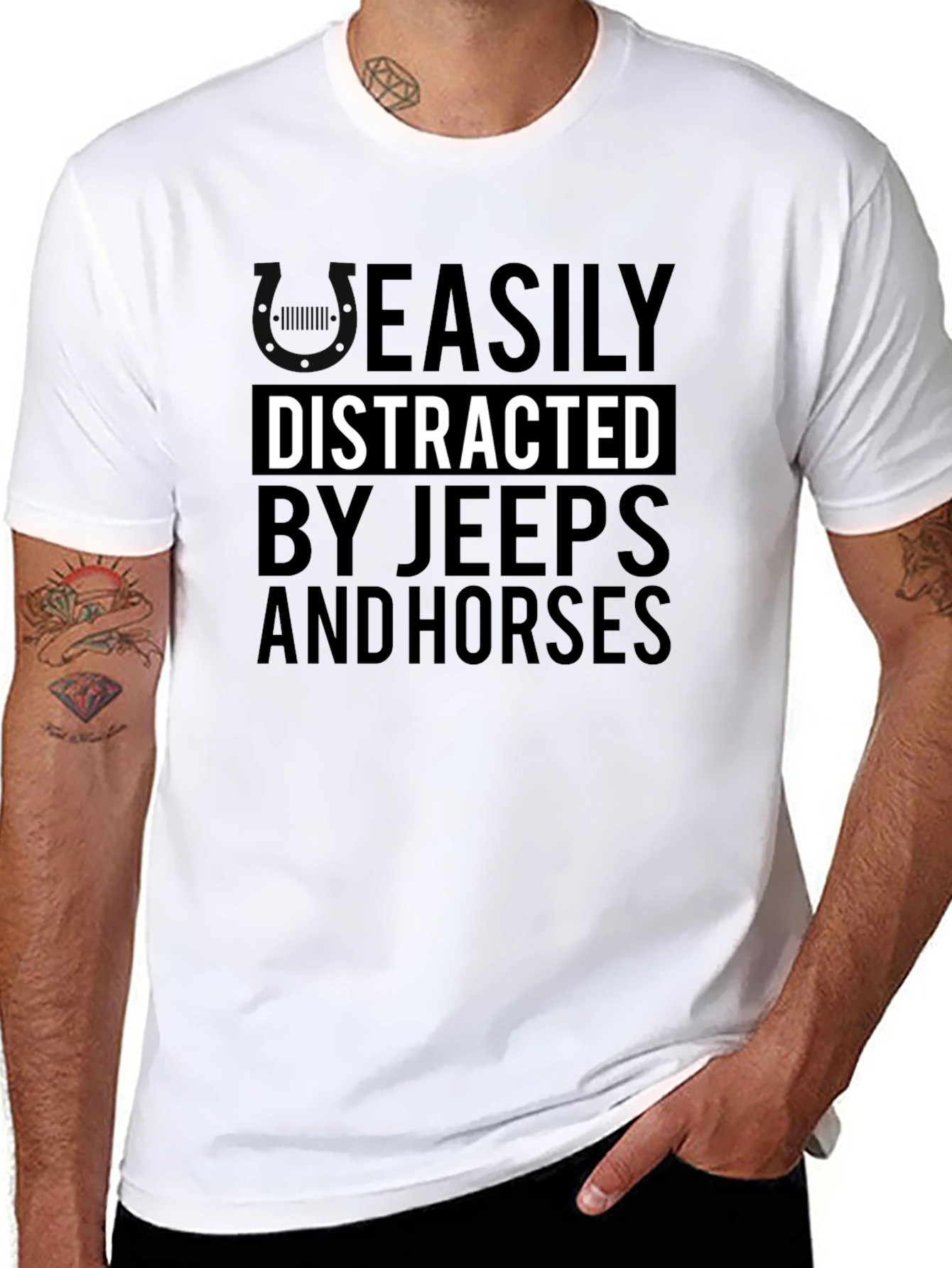 Easily Distracted by Jeeps and Horses Graphic Tee