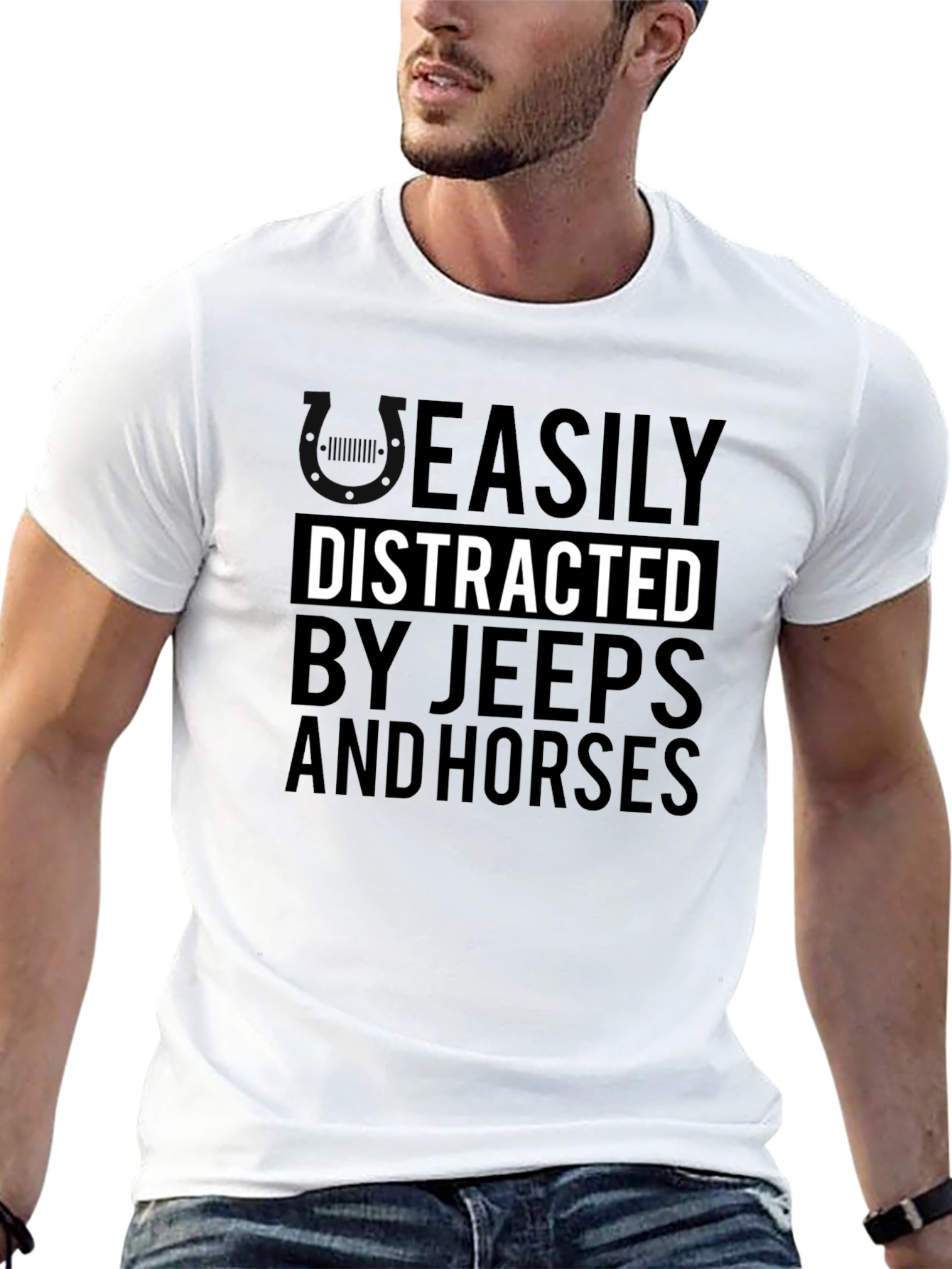 Easily Distracted by Jeeps and Horses Graphic Tee