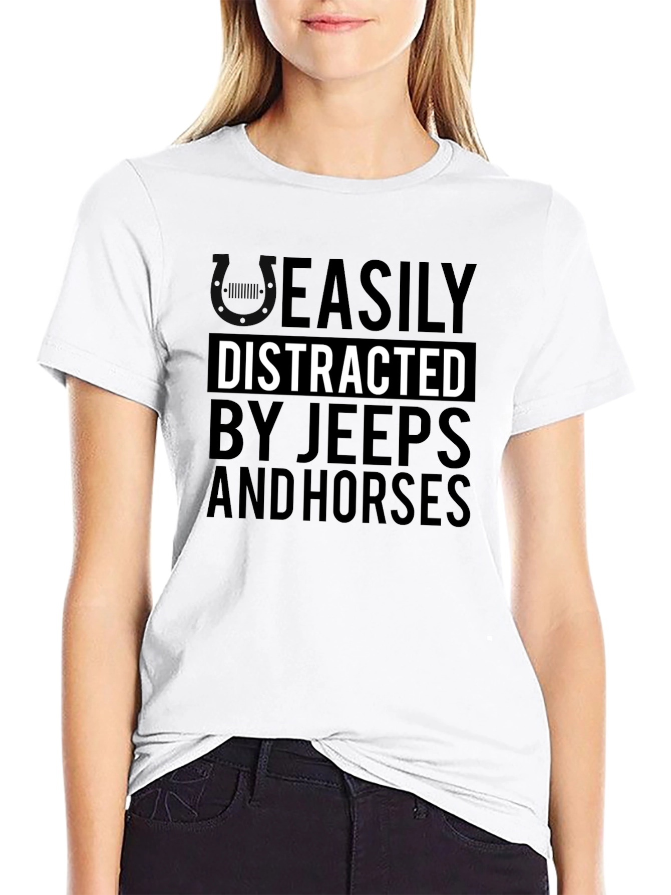 Easily Distracted by Jeeps and Horses Graphic Tee