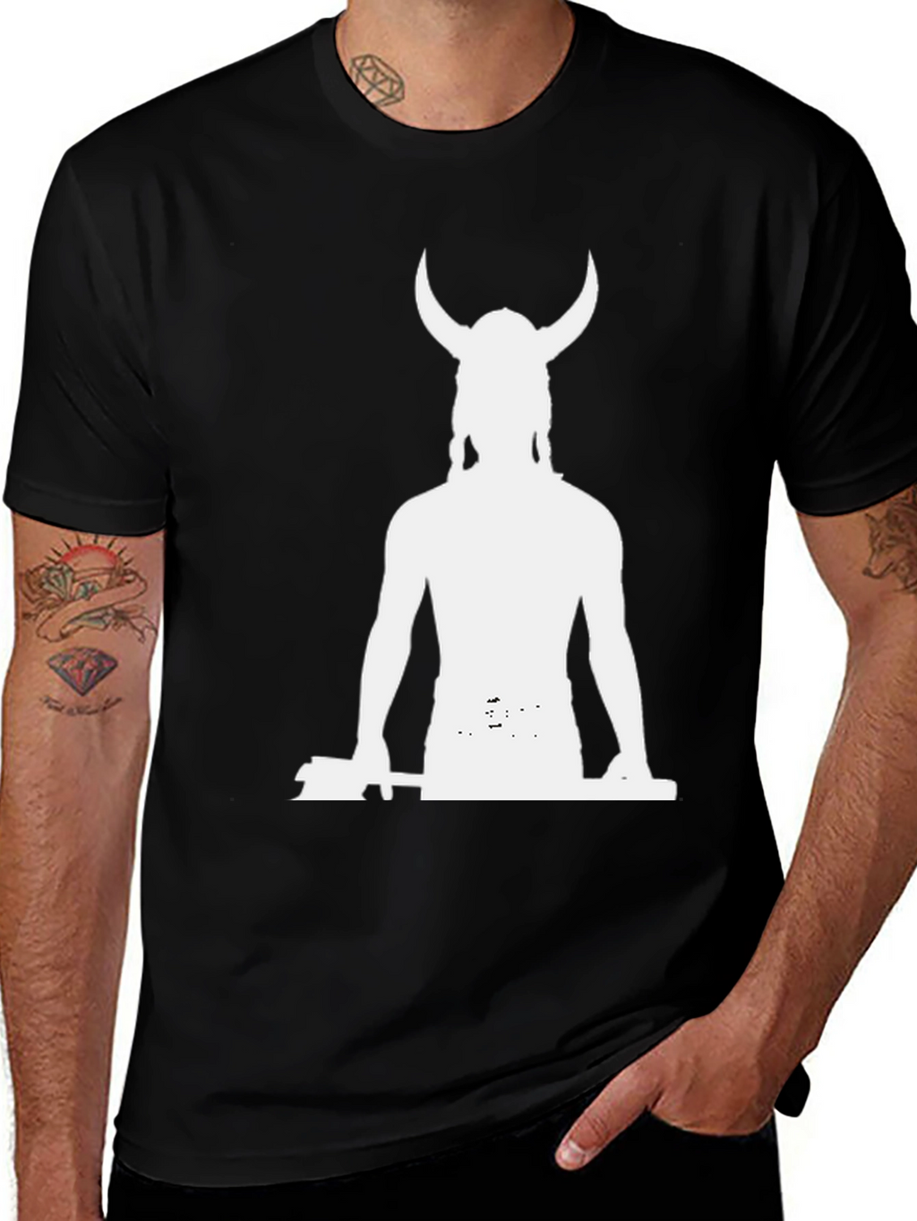 Viking Warrior Graphic T-Shirt - Black