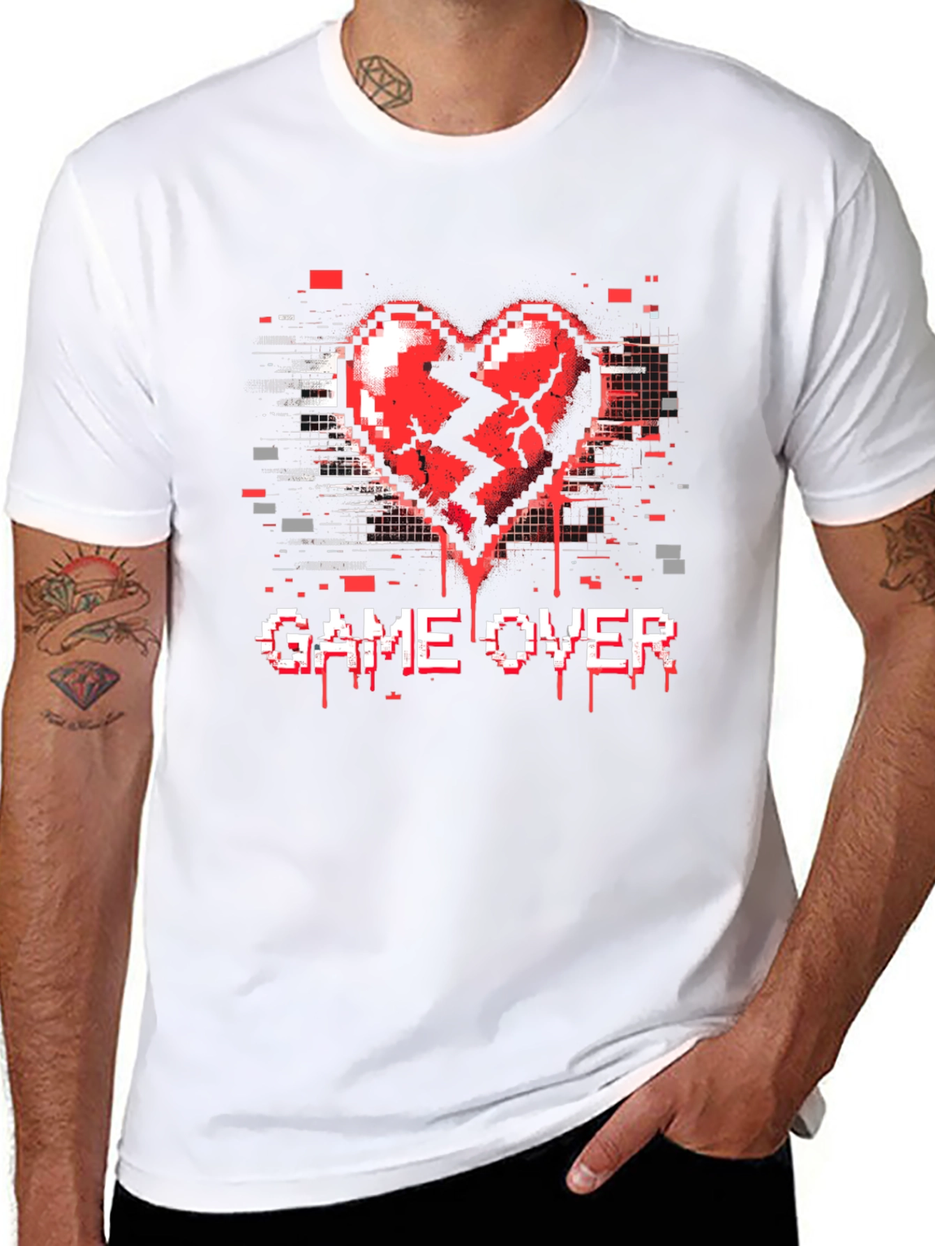 Game Over Broken Heart Pixel T-Shirt