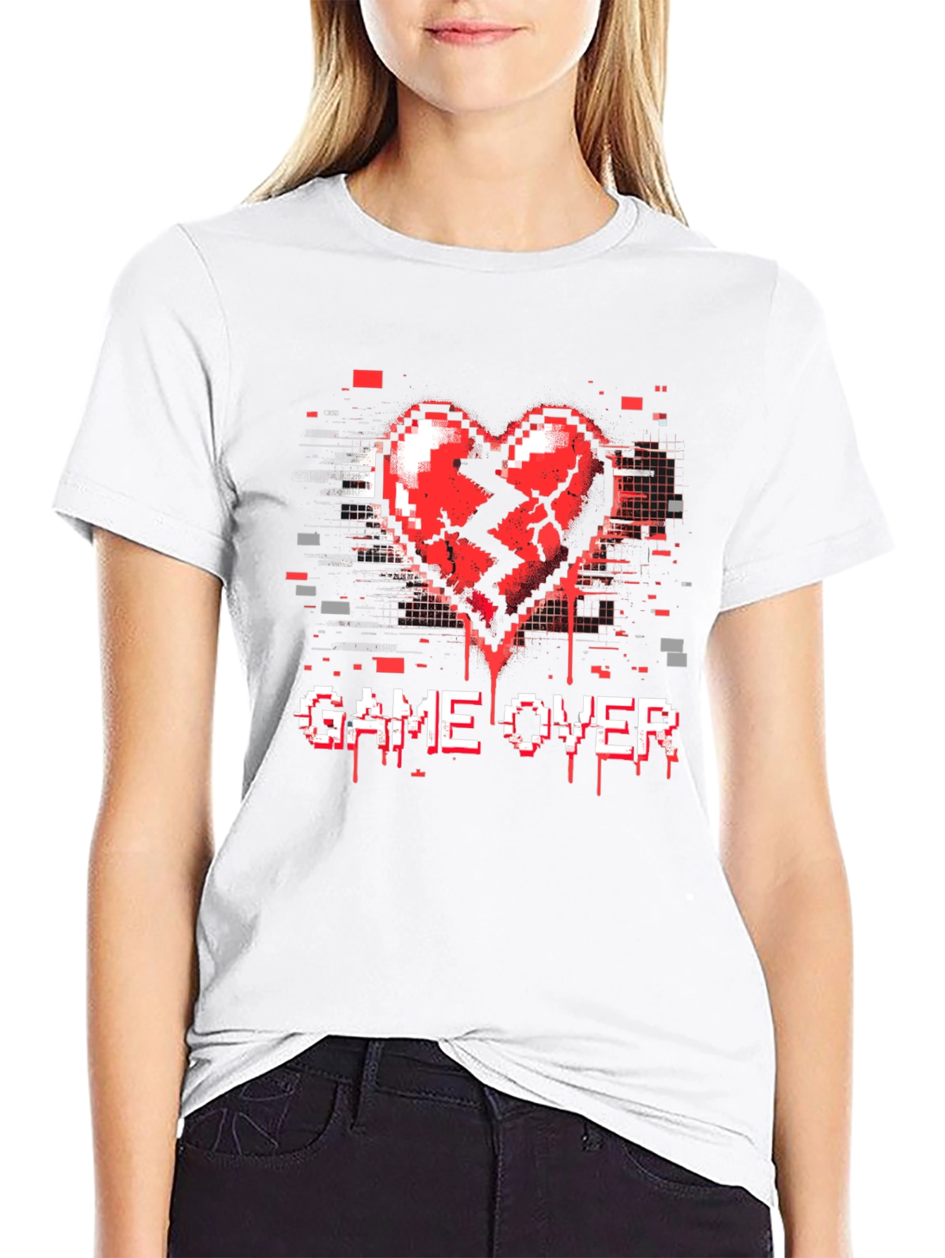 Game Over Broken Heart Pixel T-Shirt