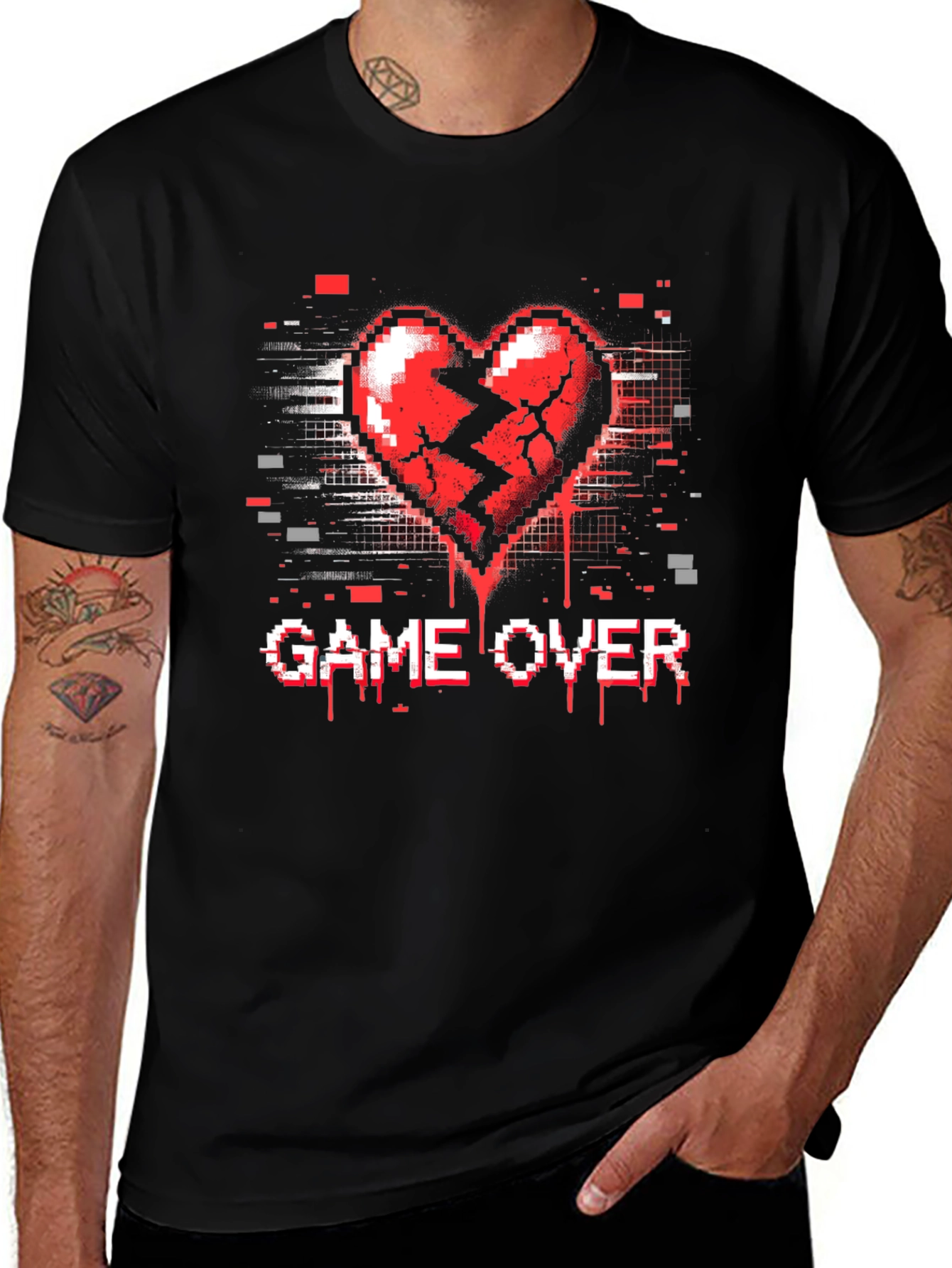 Game Over Broken Heart Pixel T-Shirt