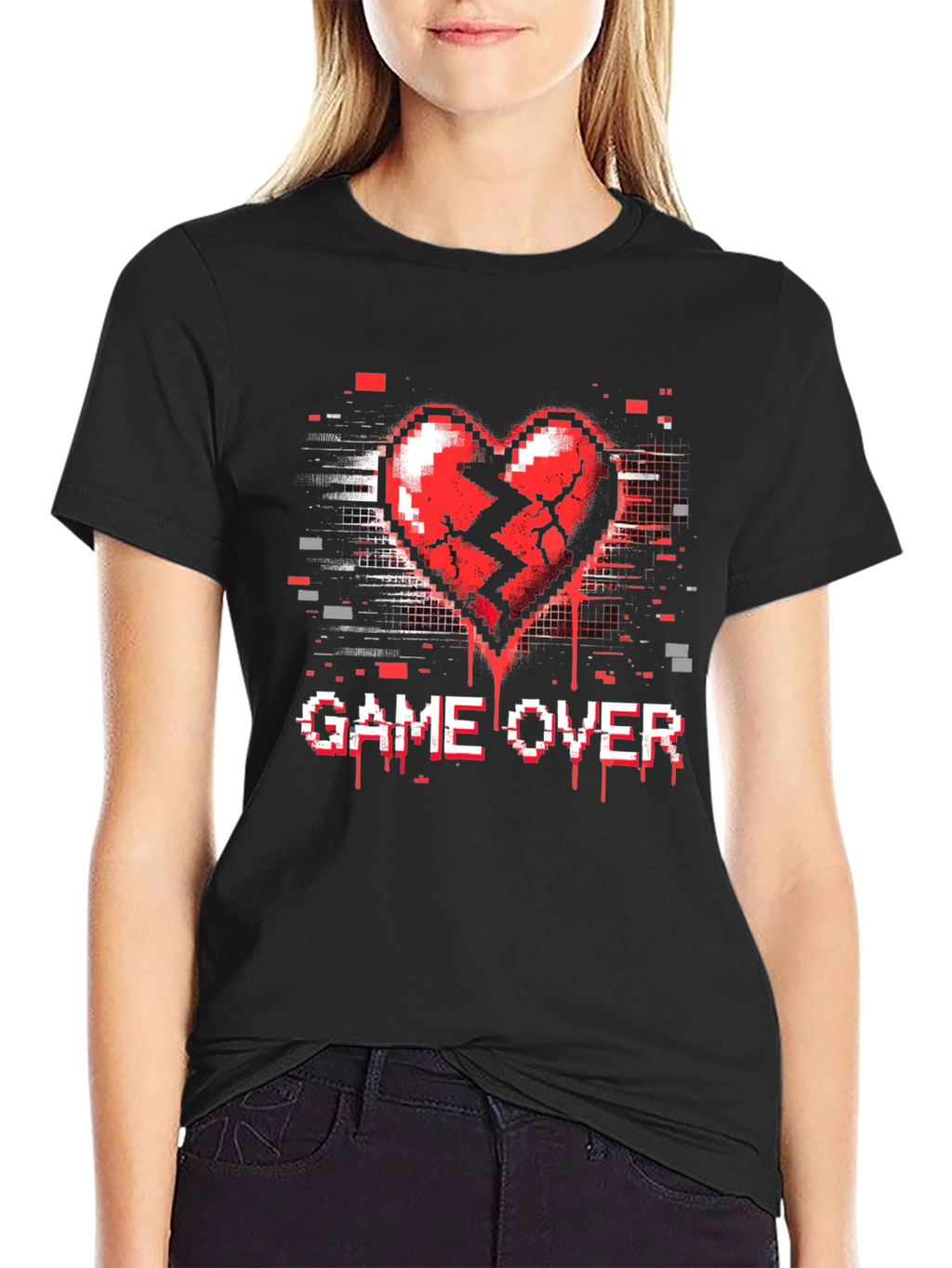 Game Over Broken Heart Pixel T-Shirt