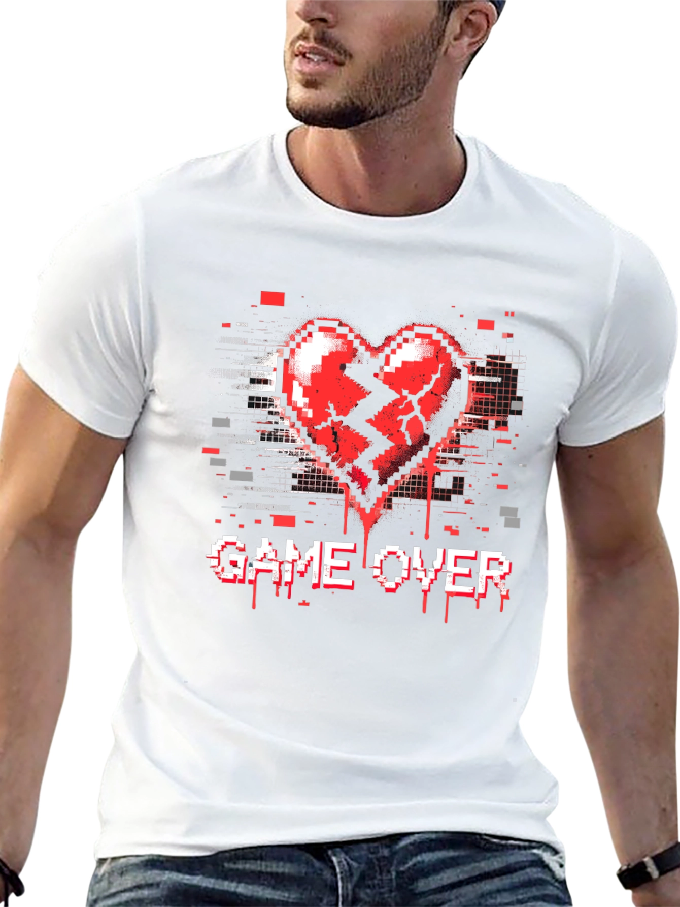 Game Over Broken Heart Pixel T-Shirt