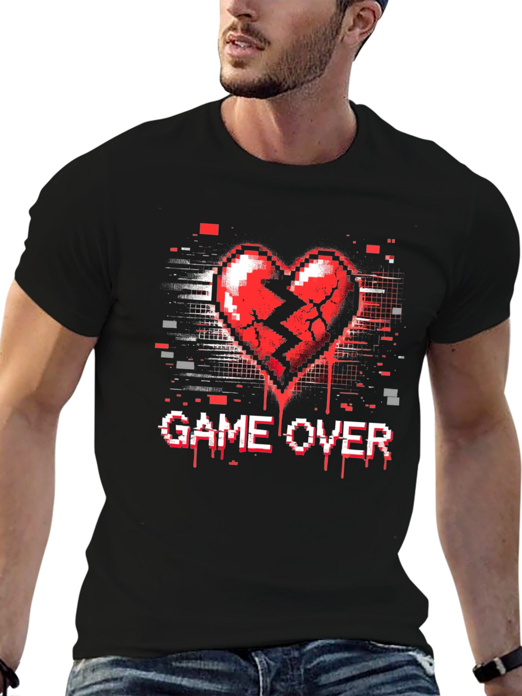 Game Over Broken Heart Pixel T-Shirt