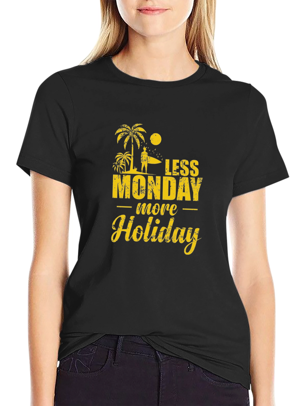 Less Monday More Holiday Black T-Shirt
