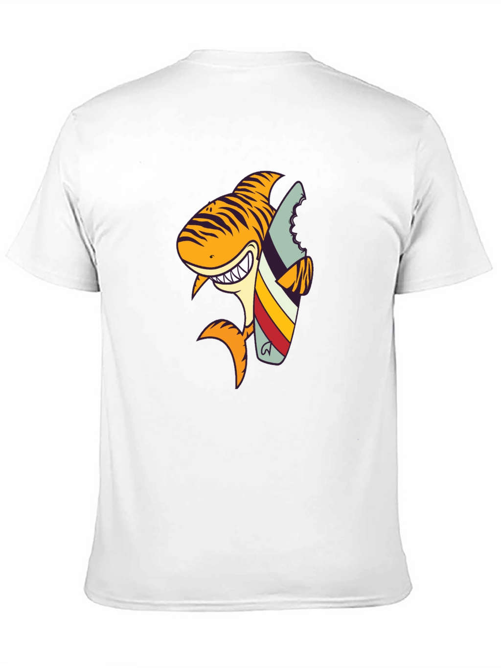 Shark Surfboard Graphic Tee - Black Cotton T-Shirt