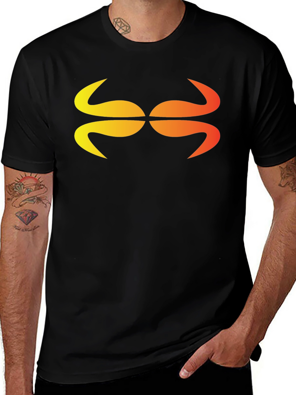 Abstract Graphic Tee - Stylish Black Cotton Blend Shirt