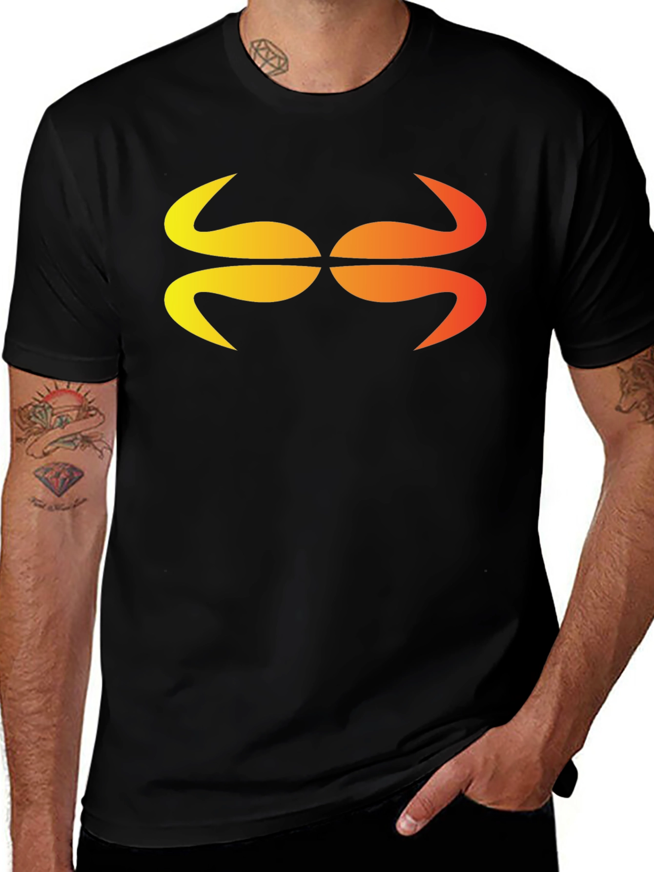 Abstract Graphic Tee - Stylish Black Cotton Blend Shirt