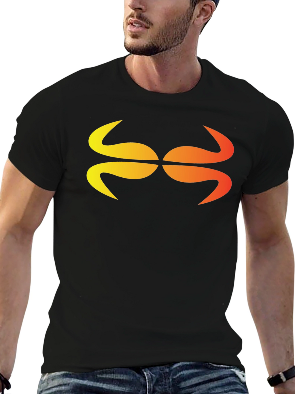 Abstract Graphic Tee - Stylish Black Cotton Blend Shirt