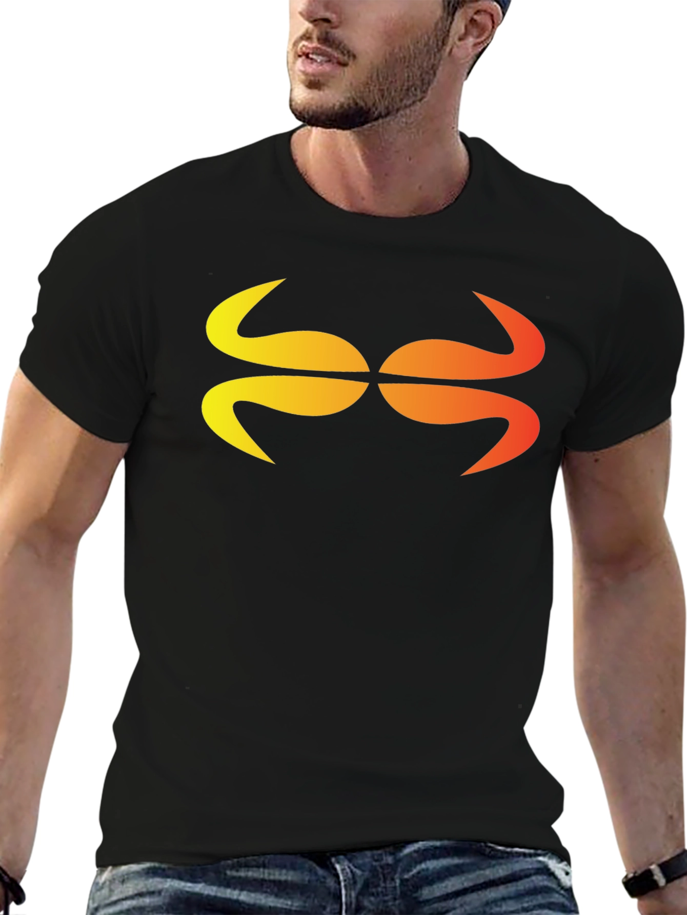 Abstract Graphic Tee - Stylish Black Cotton Blend Shirt