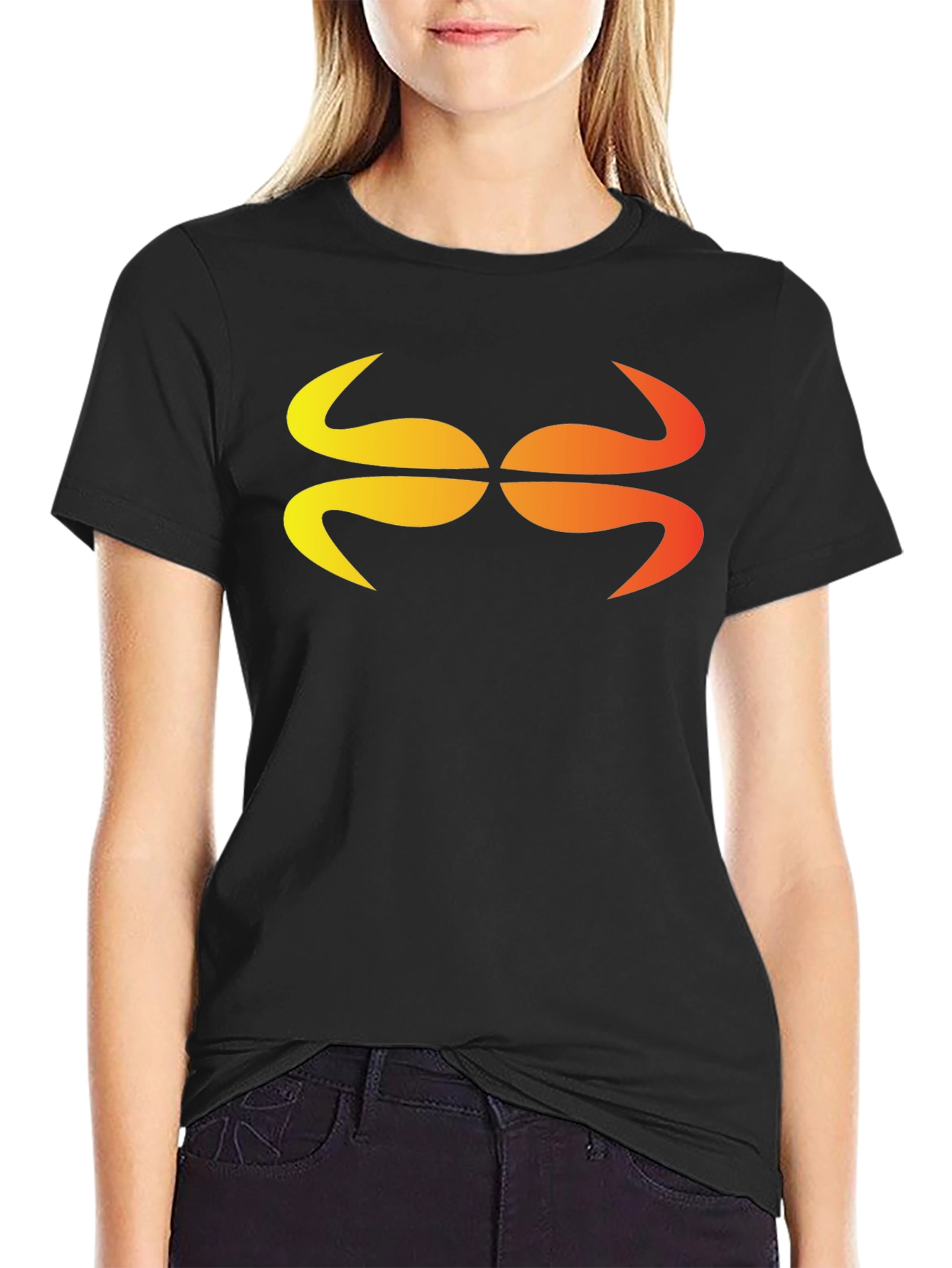 Abstract Graphic Tee - Stylish Black Cotton Blend Shirt