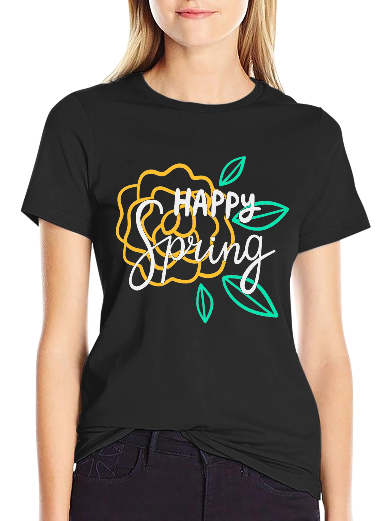 Happy Spring Floral Graphic T-Shirt