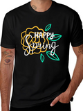 Happy Spring Floral Graphic T-Shirt