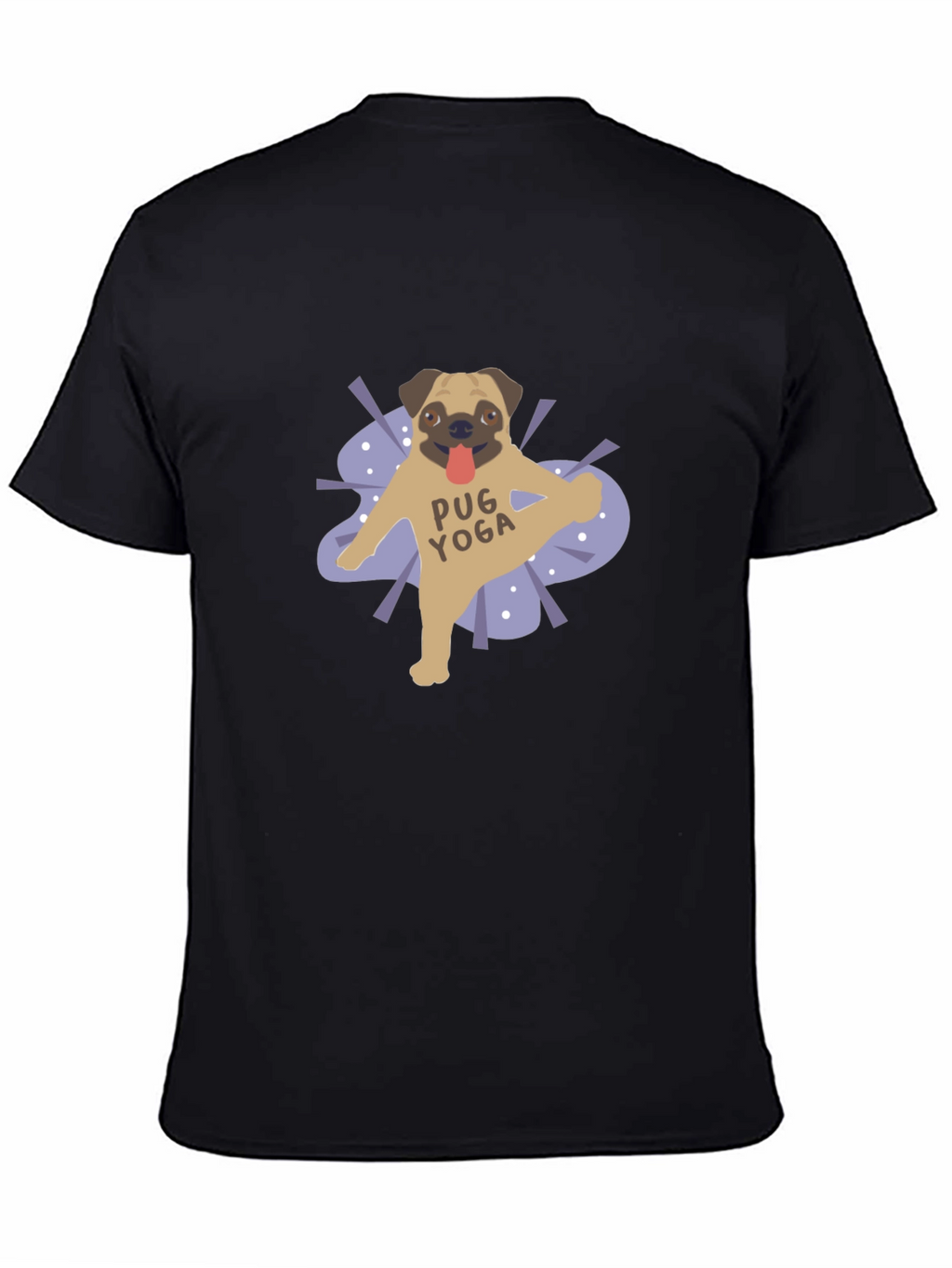 Pug Yoga Graphic T-Shirt - Black Casual