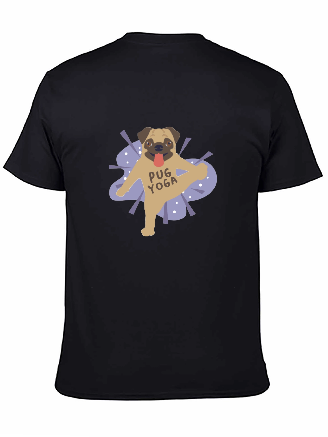 Pug Yoga Graphic T-Shirt - Black Casual