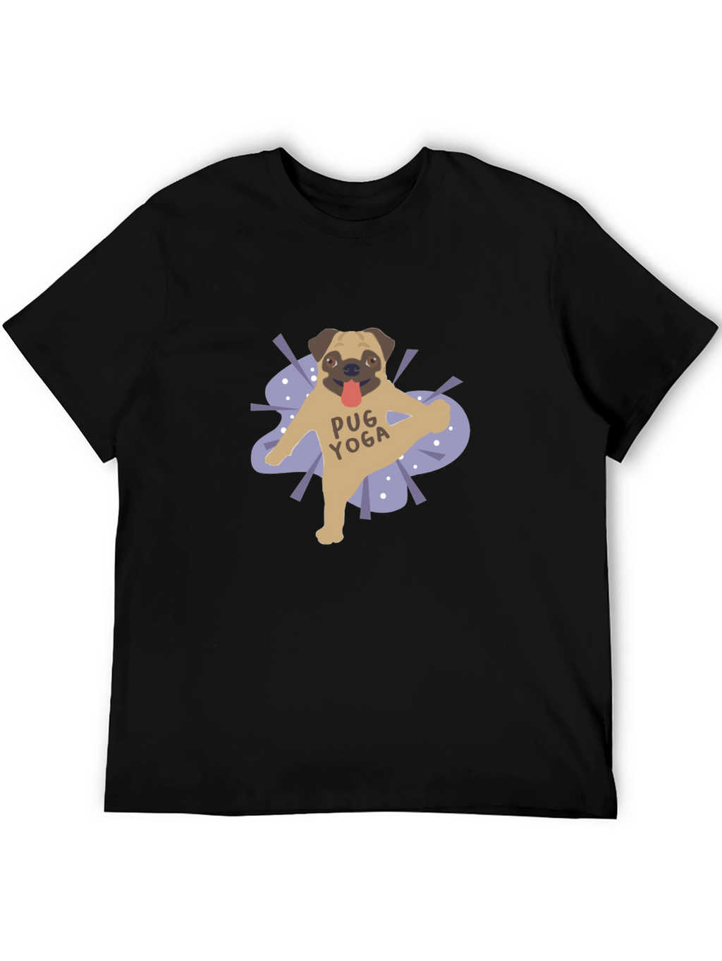 Pug Yoga Graphic T-Shirt - Black Casual