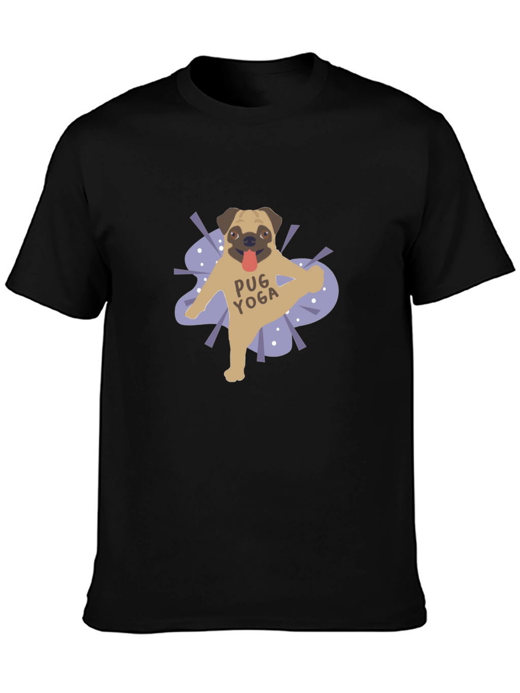 Pug Yoga Graphic T-Shirt - Black Casual