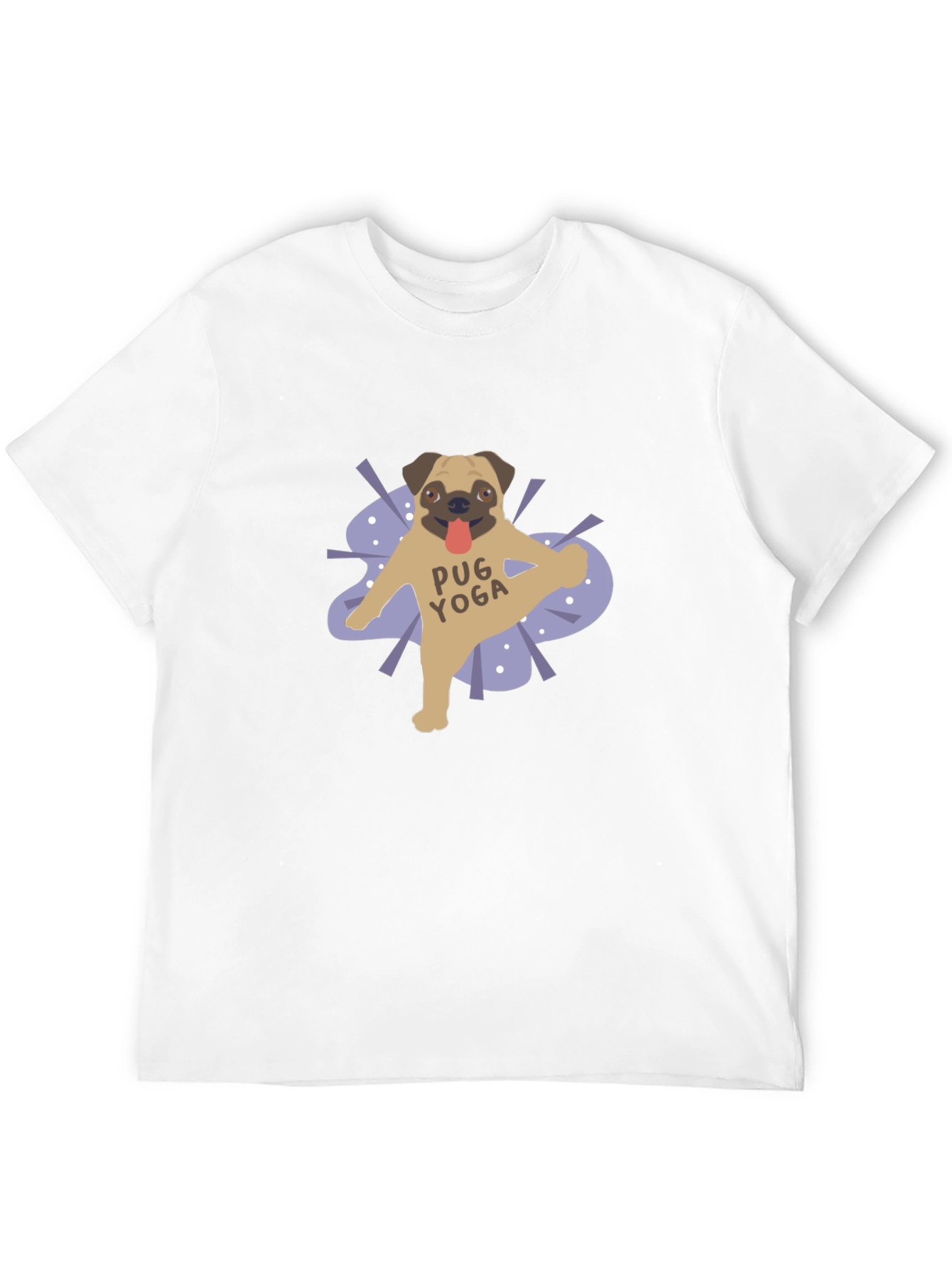 Pug Yoga Graphic T-Shirt - Black Casual