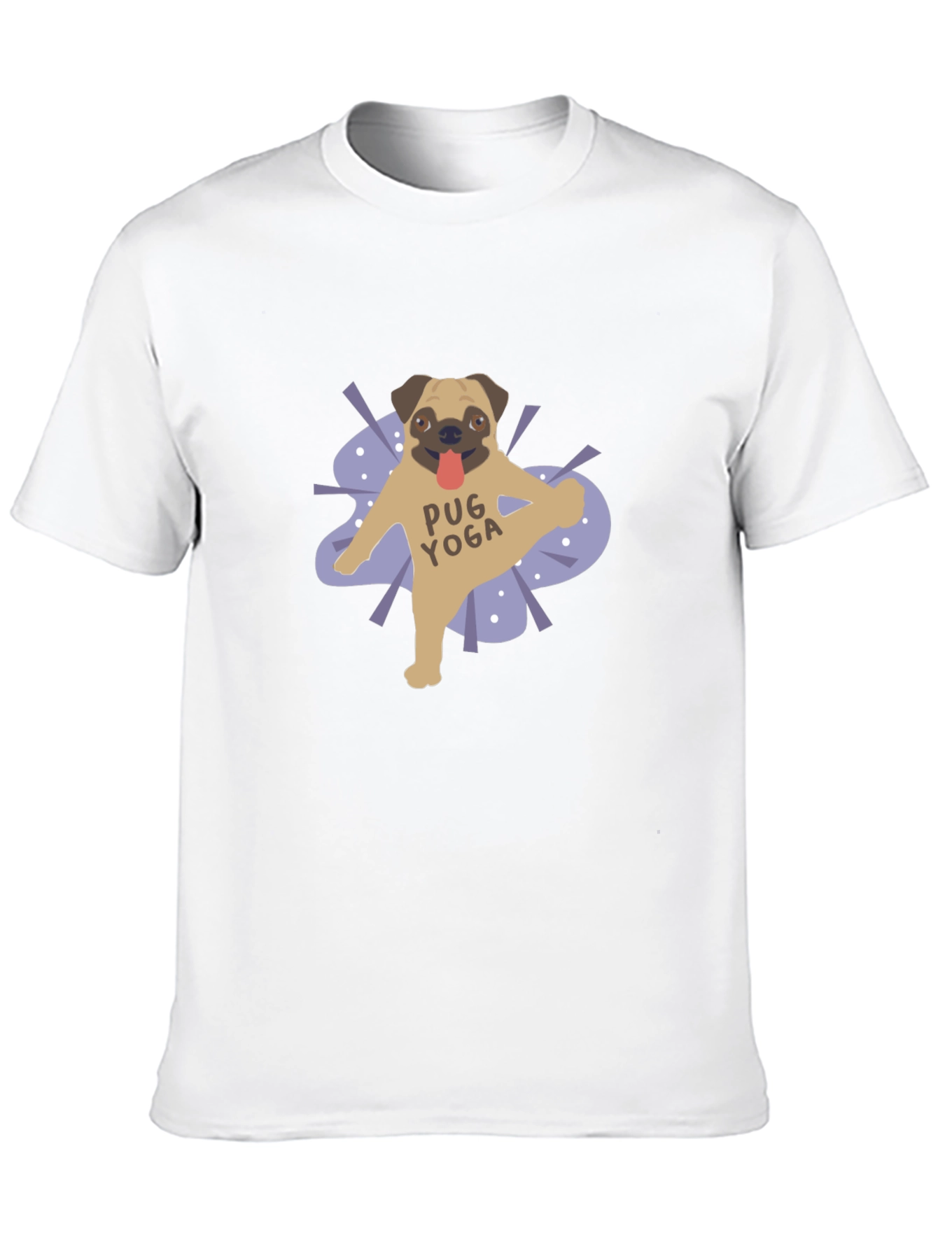 Pug Yoga Graphic T-Shirt - Black Casual