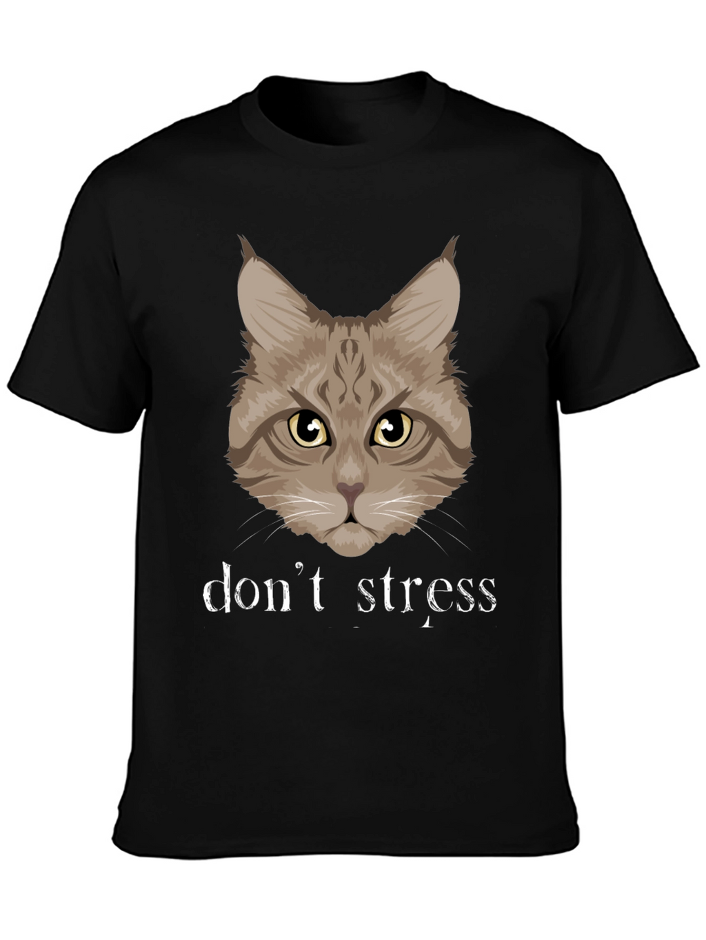Dont Stress Cat Graphic T-Shirt - Funny Relaxed Tee