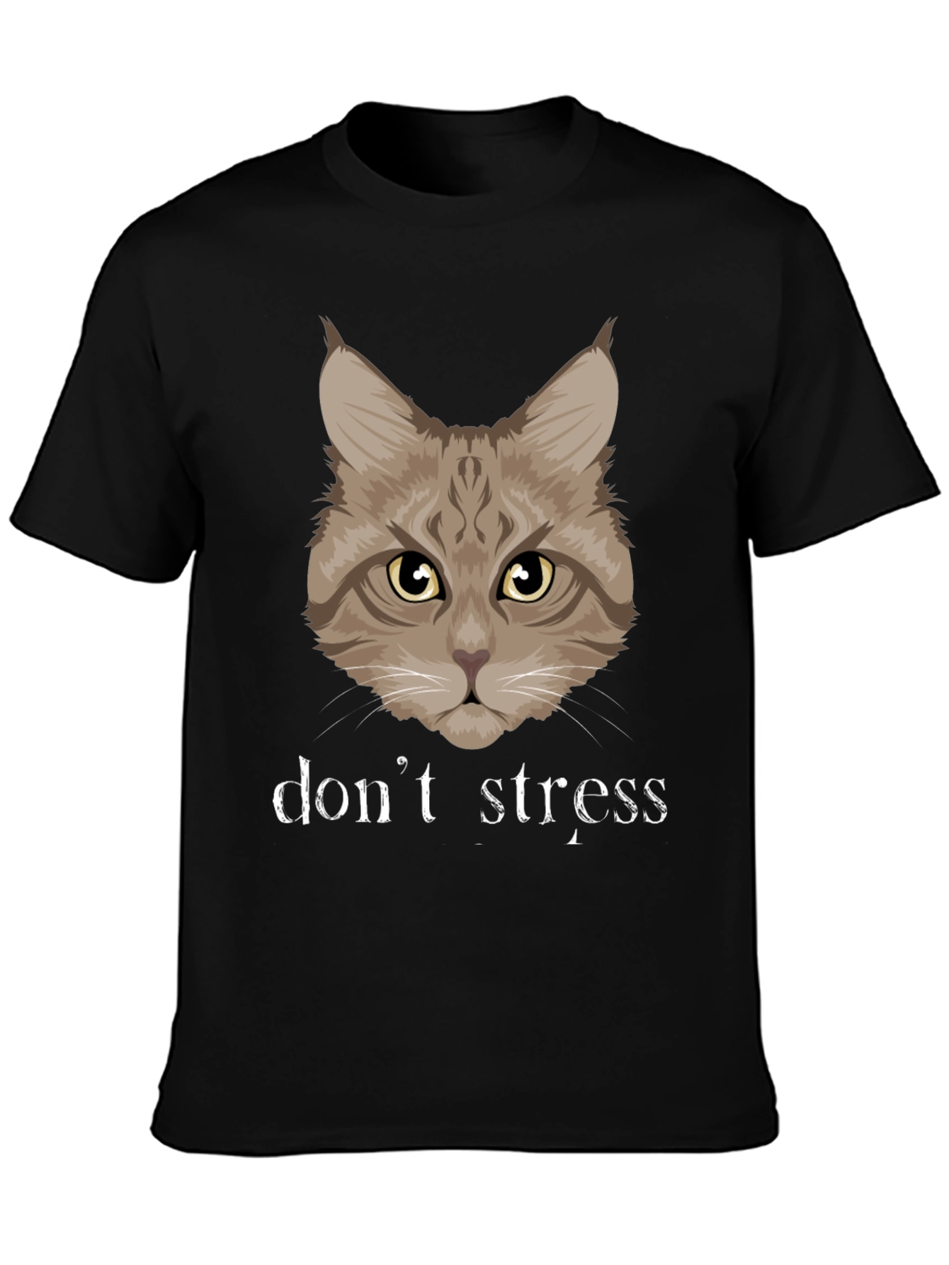 Dont Stress Cat Graphic T-Shirt - Funny Relaxed Tee