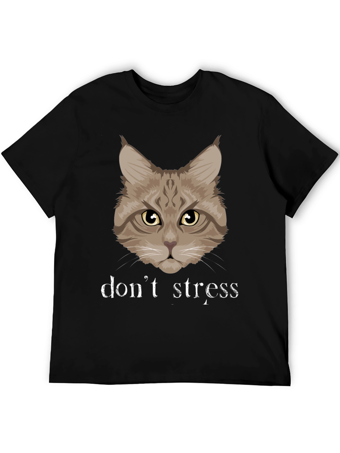 Dont Stress Cat Graphic T-Shirt - Funny Relaxed Tee