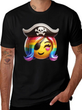 Pirate Emoji Rainbow Hair T-Shirt