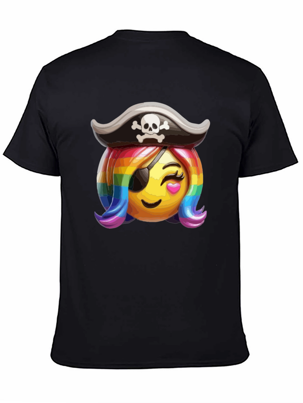 Pirate Emoji Rainbow Hair T-Shirt