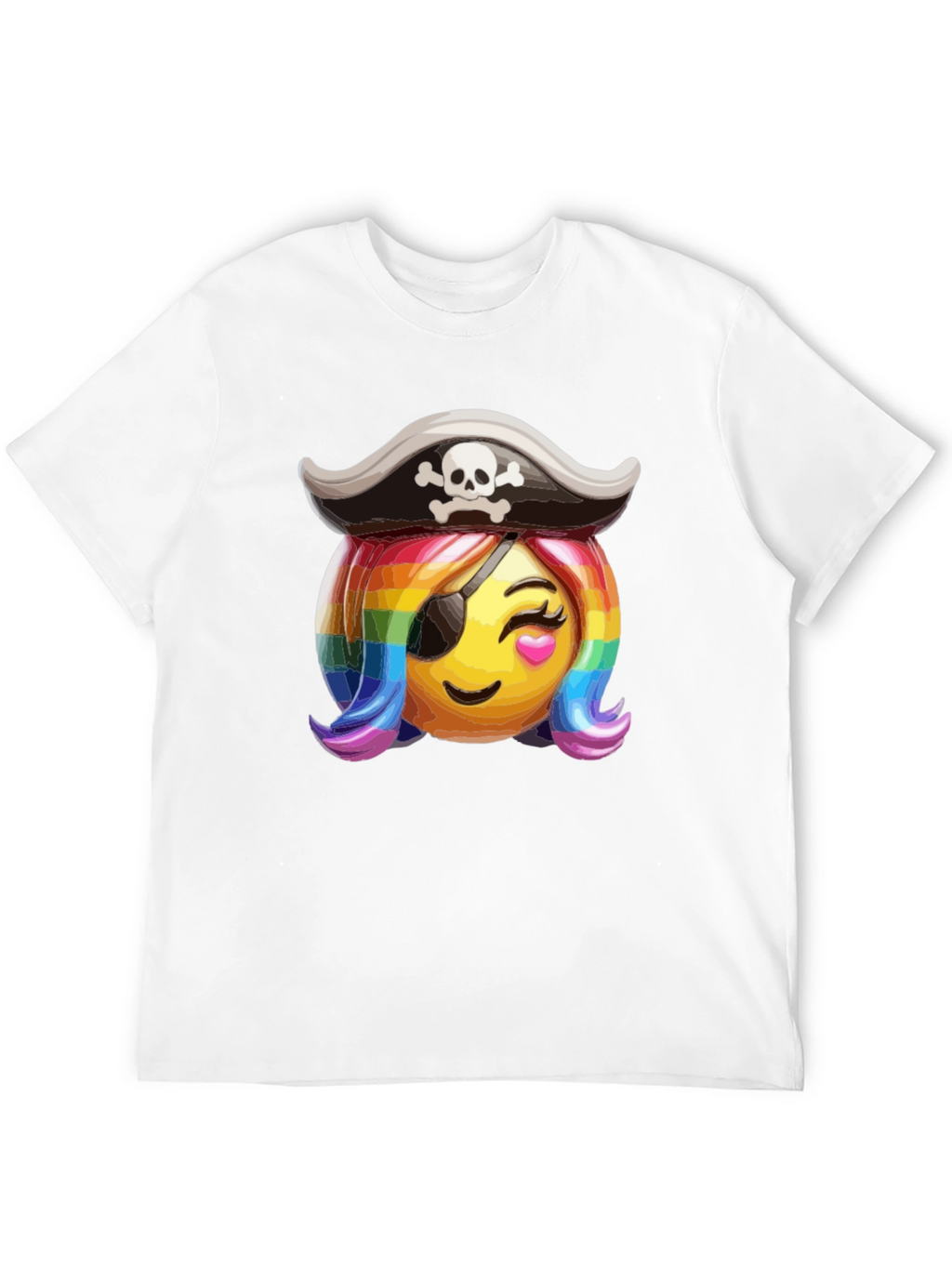 Pirate Emoji Rainbow Hair T-Shirt
