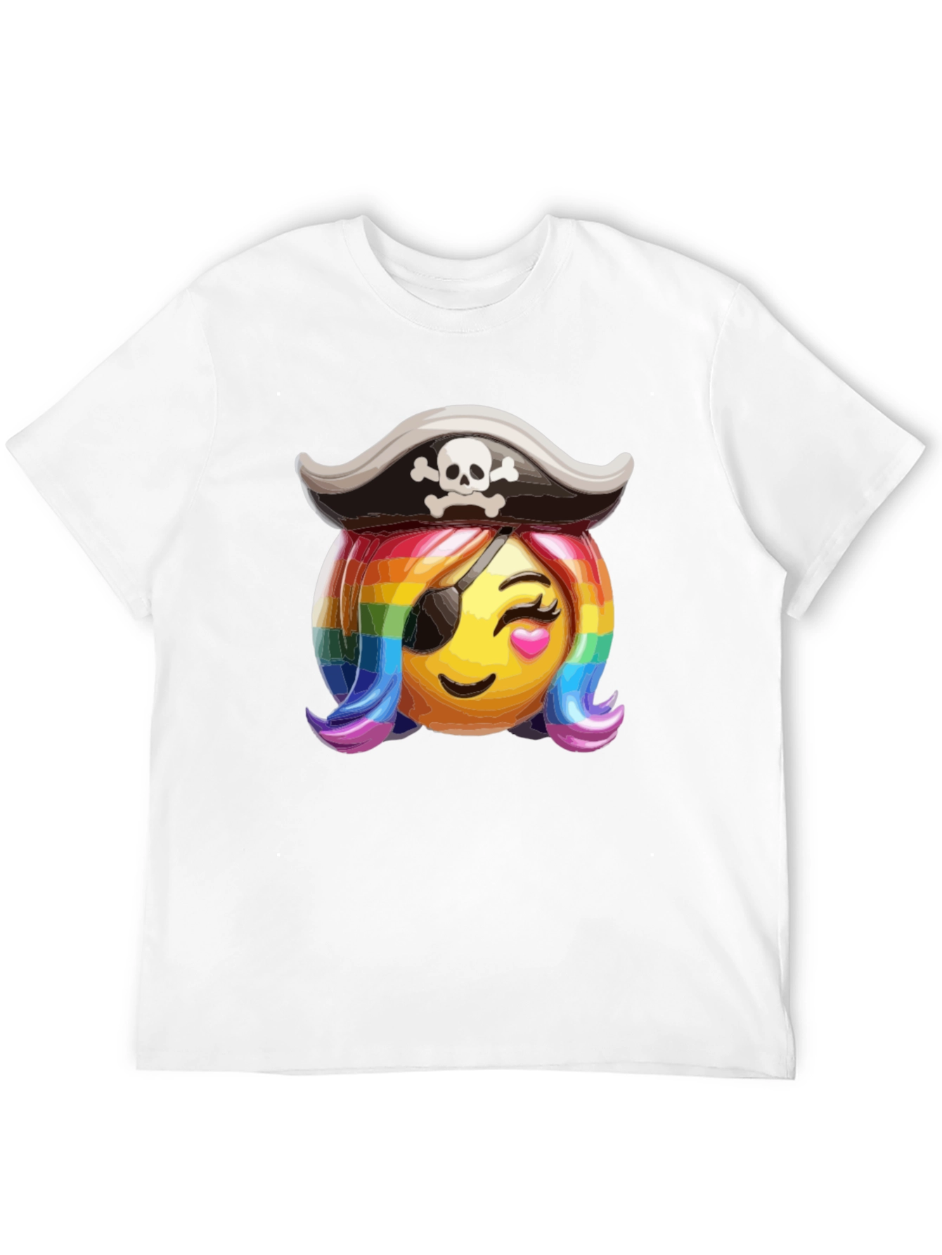Pirate Emoji Rainbow Hair T-Shirt