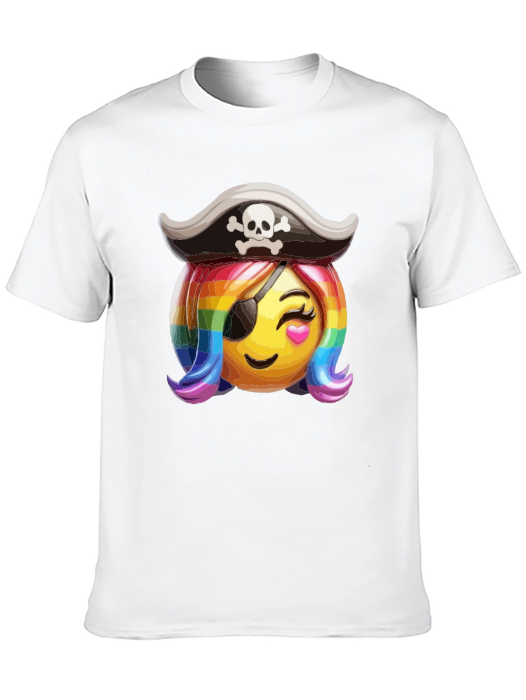 Pirate Emoji Rainbow Hair T-Shirt